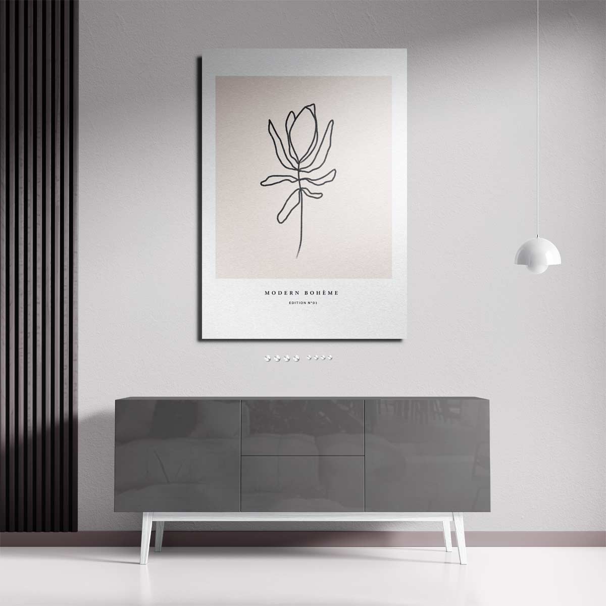 Moderne Boho Bloem Illustratie Kunstwerk-canvas-dibond-plexiglas-wanddecoratie-WallArtistic
