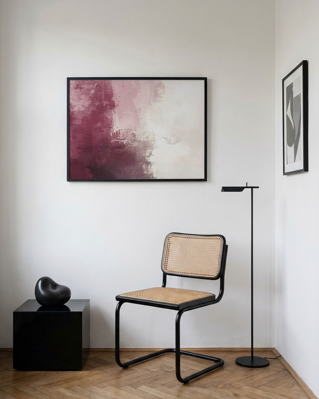 Abstracte roze en witte Poster