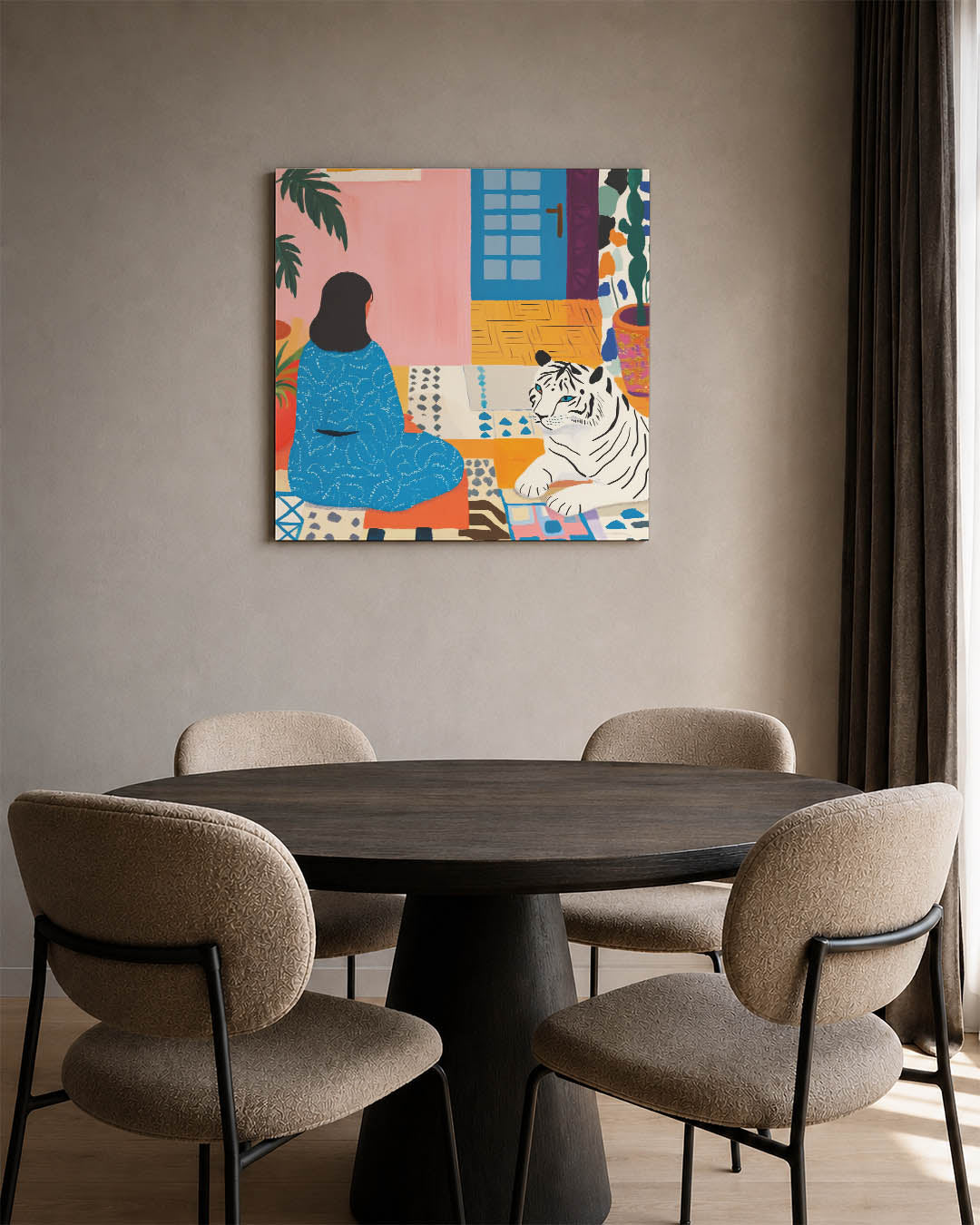 Interieur met tijger Kunstwerk