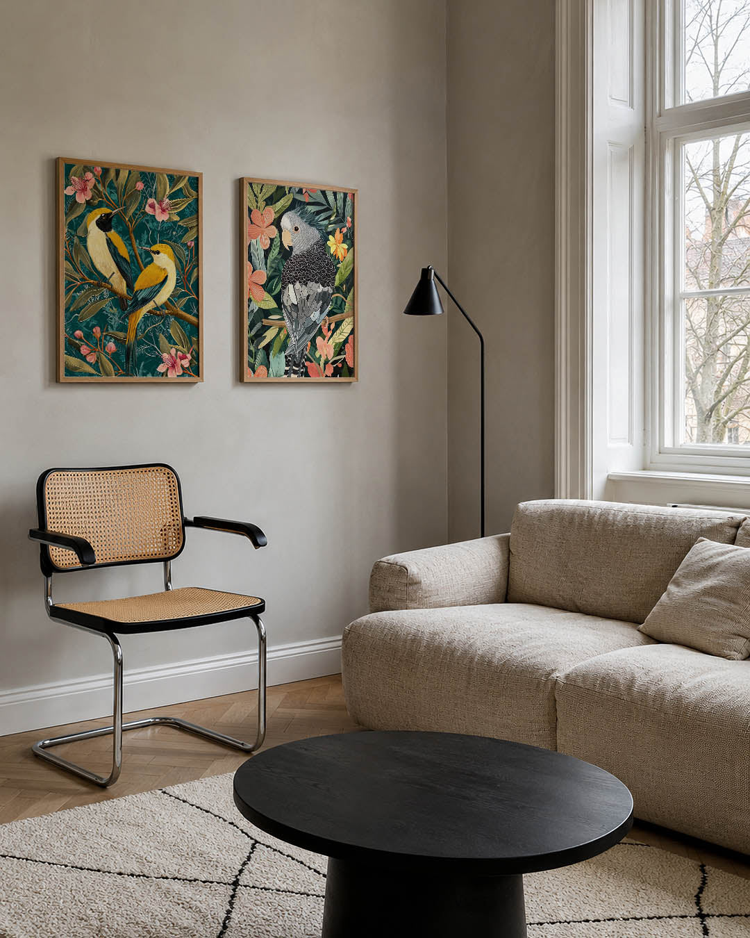 Vogels en bloemen Posterset