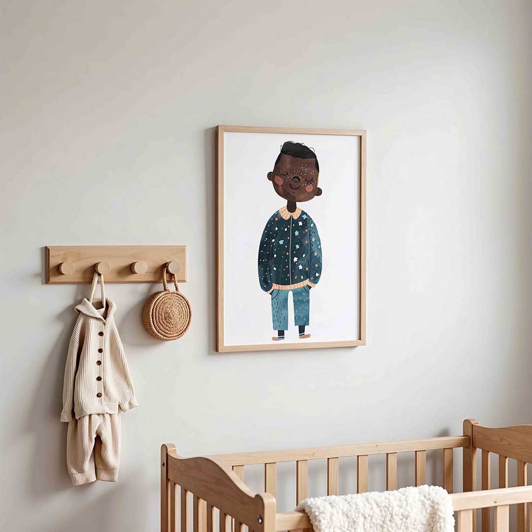 Kind met blauwe trui Poster