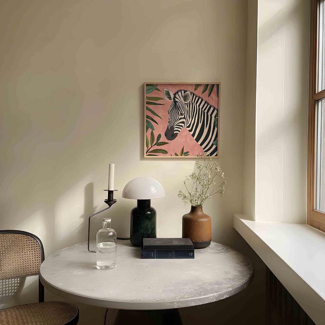 Zebra en bladeren Poster