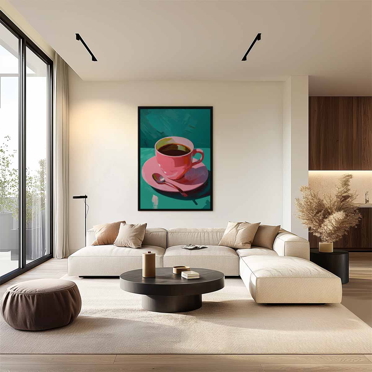 Roze Koffiekop Kunstwerk Kunstwerk-canvas-dibond-plexiglas-wanddecoratie-WallArtistic