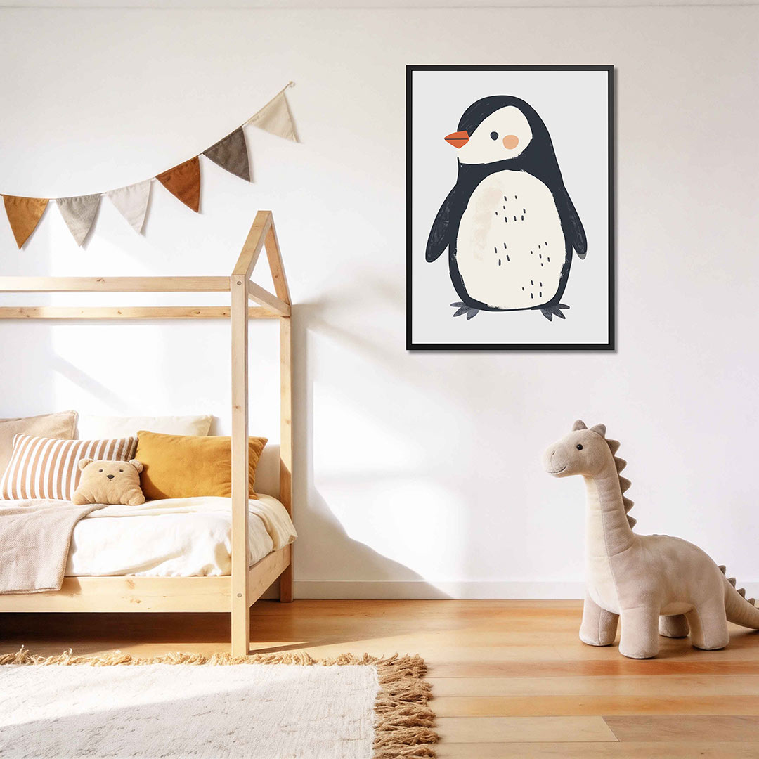 Speelse pinguïn illustratie Kunstwerk