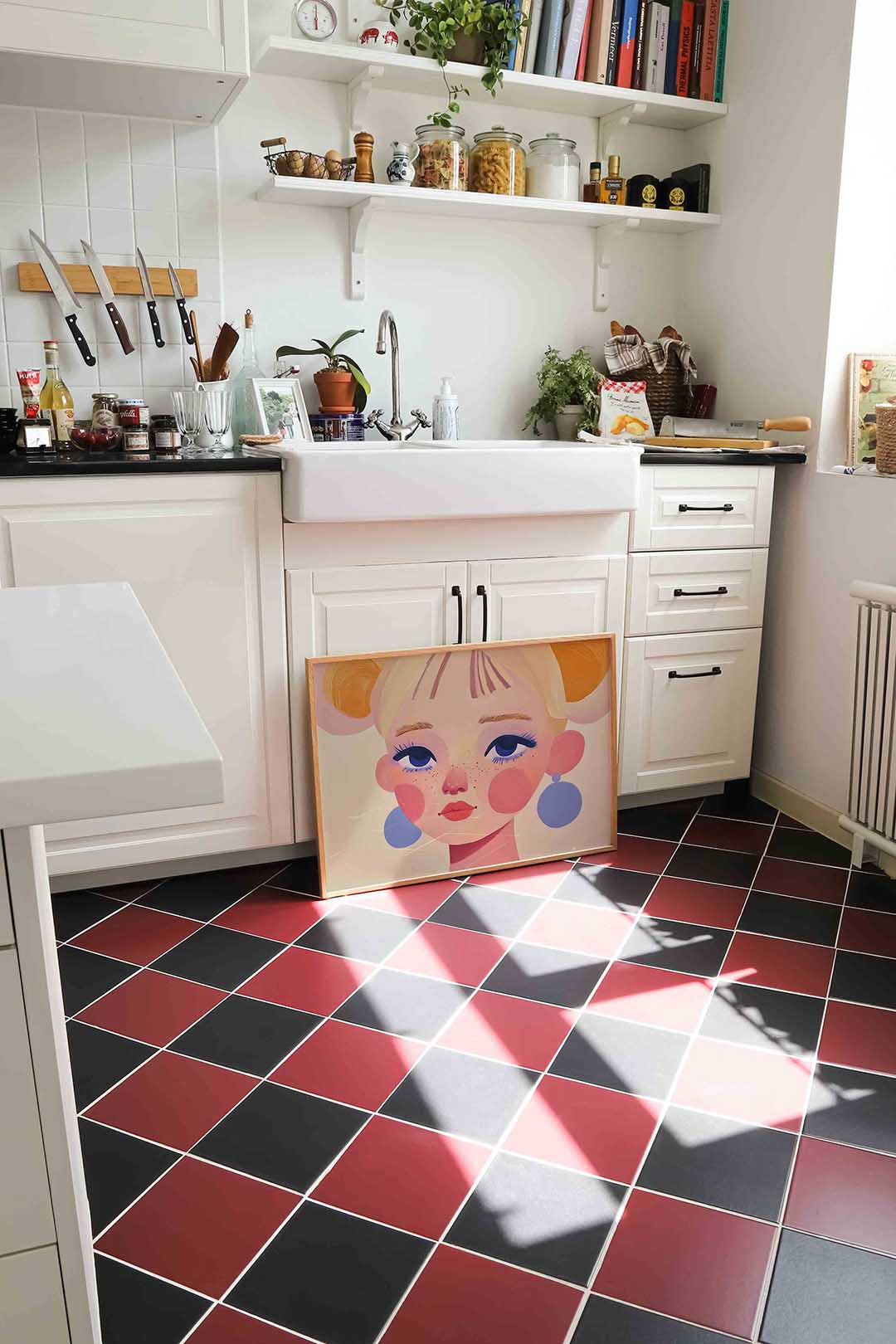 Portret met roze wangen Poster