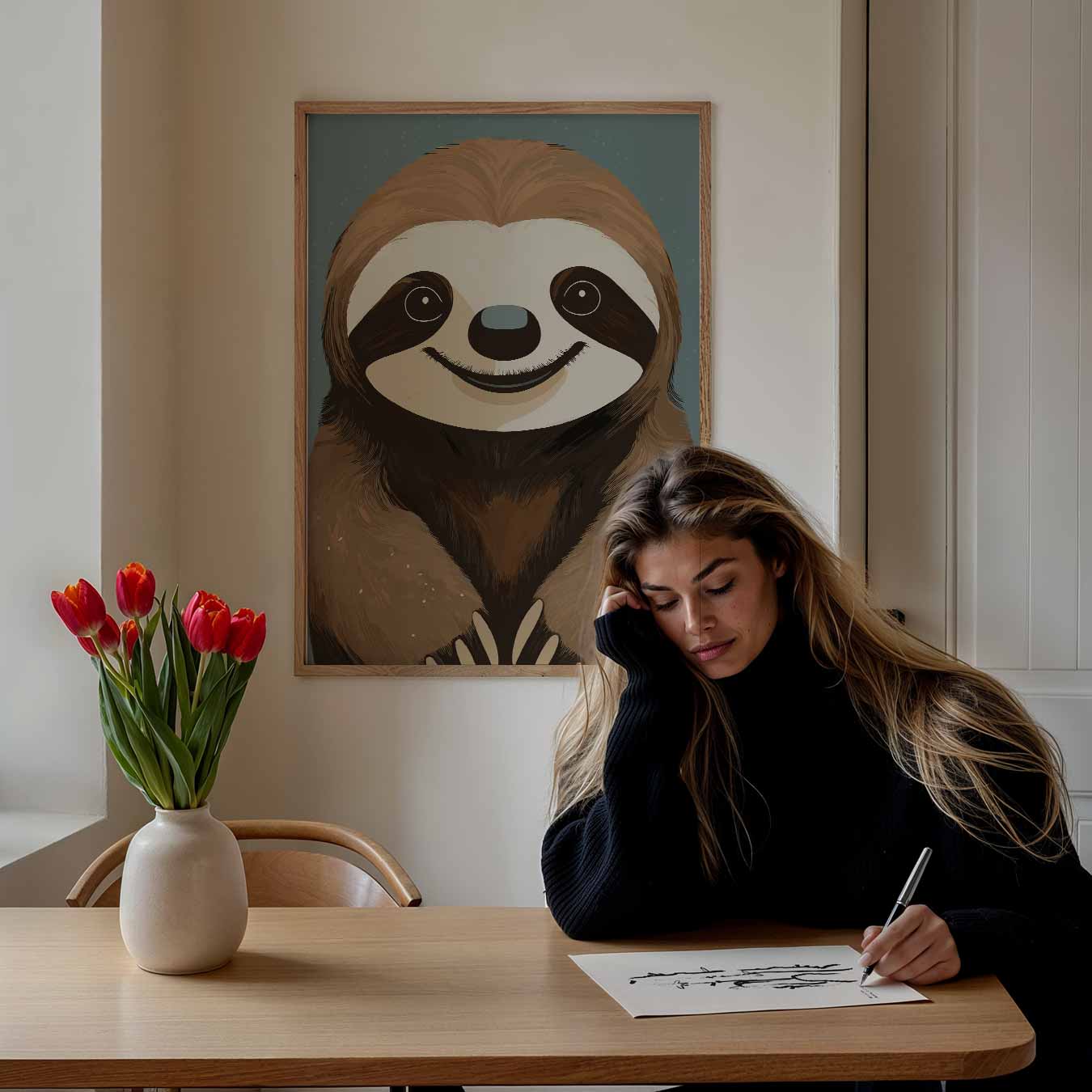 Schattige Luiaard Poster-WallArtistic