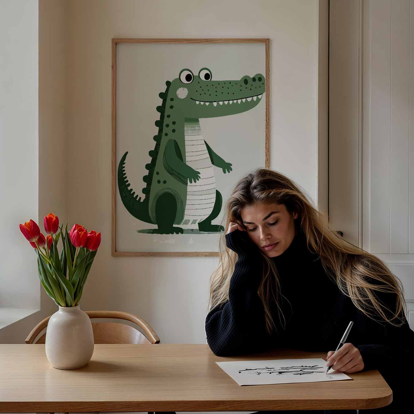Vrolijke Krokodil Kinderkamerposter-WallArtistic