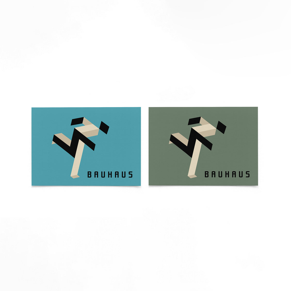 Twee landscape posters met zwevende zwart beige lijnen als vrijstaande productfoto
