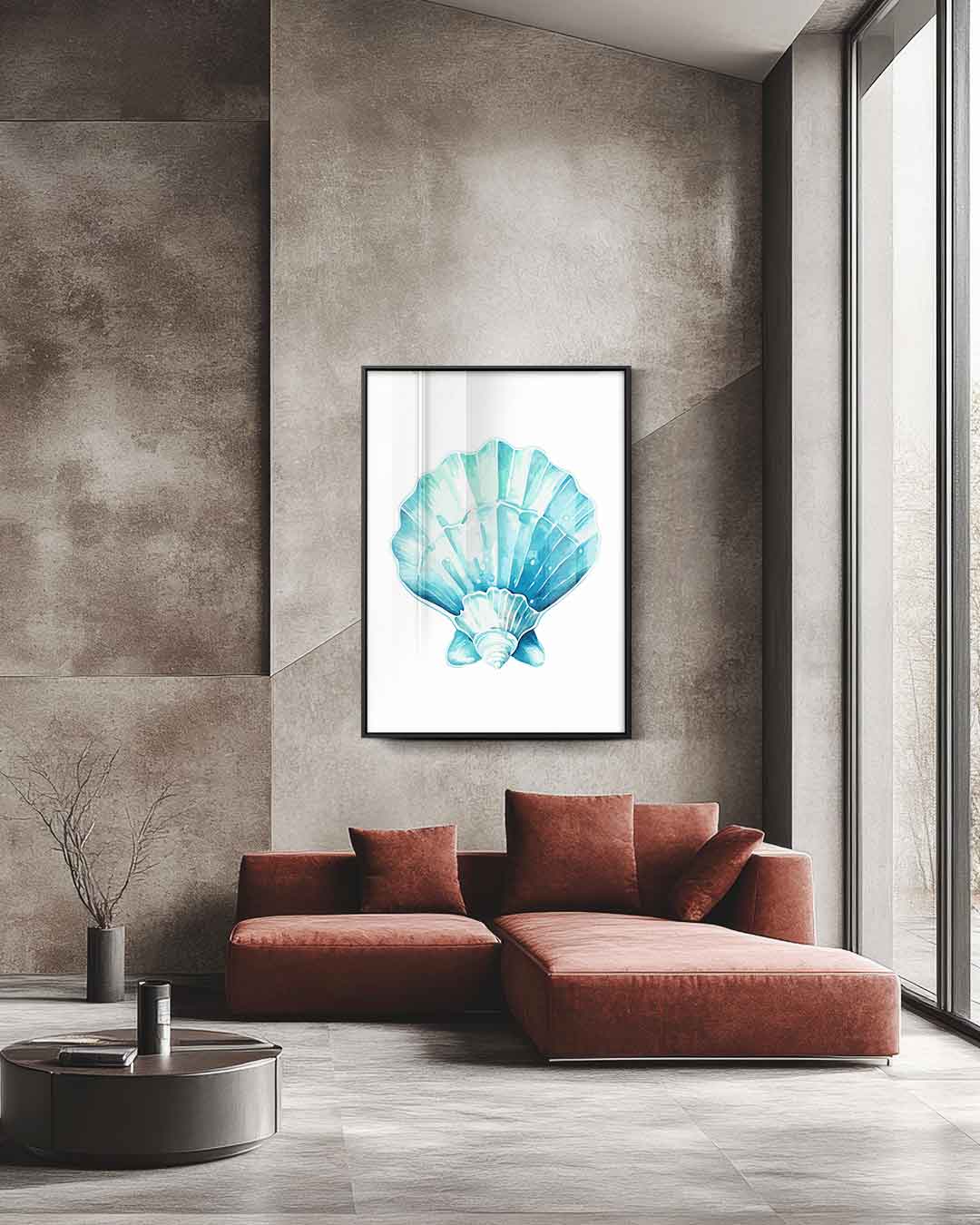 Zeeschelp Aquarelprint Kunstwerk-canvas-dibond-plexiglas-wanddecoratie-WallArtistic