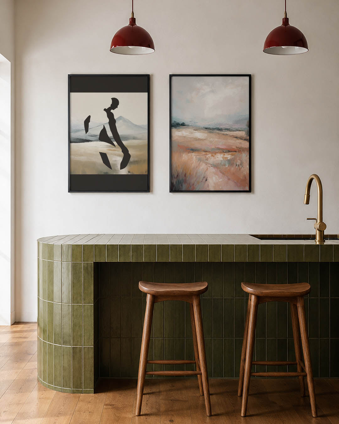 Silhouet en landschap Posterset