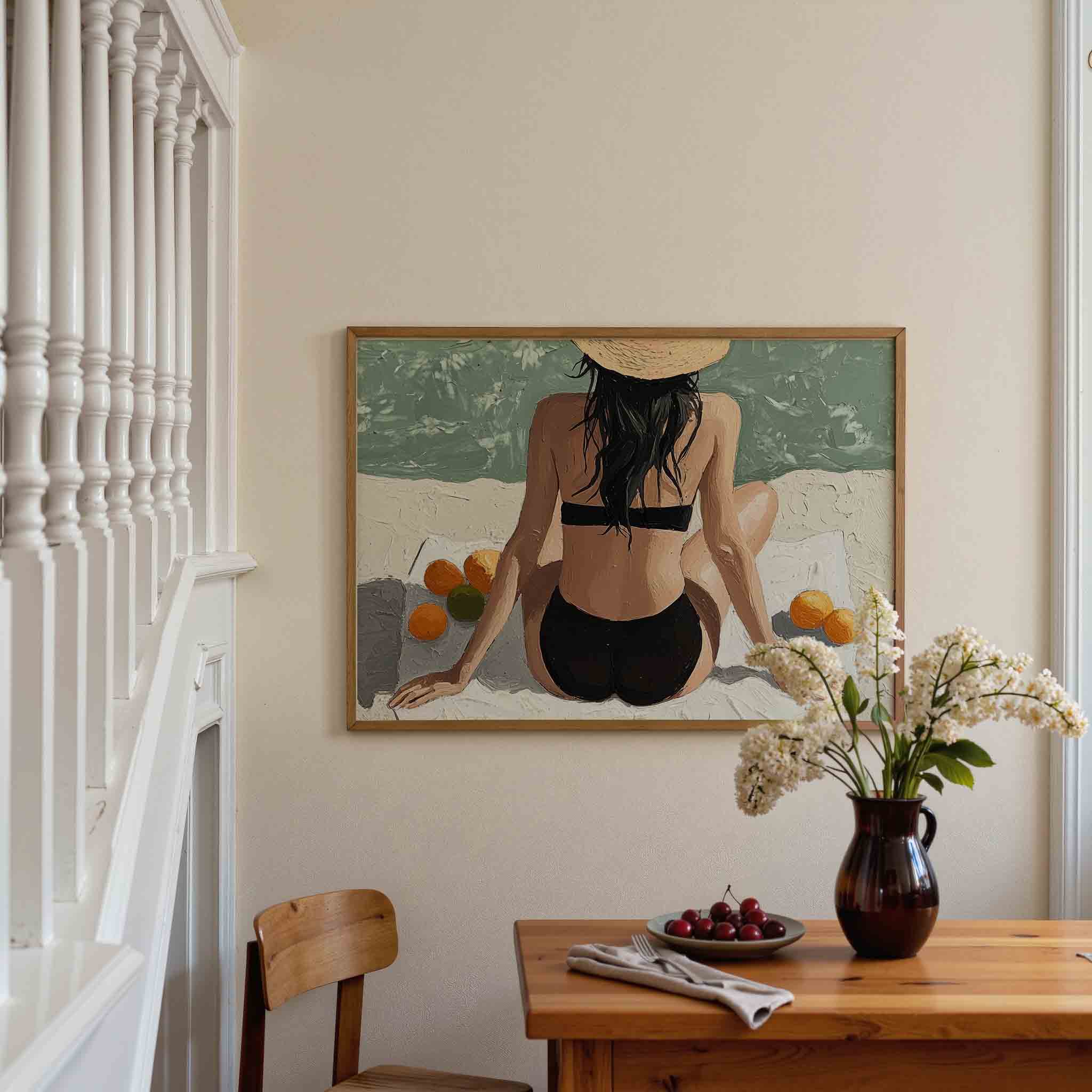 Vrouw op strand Poster
