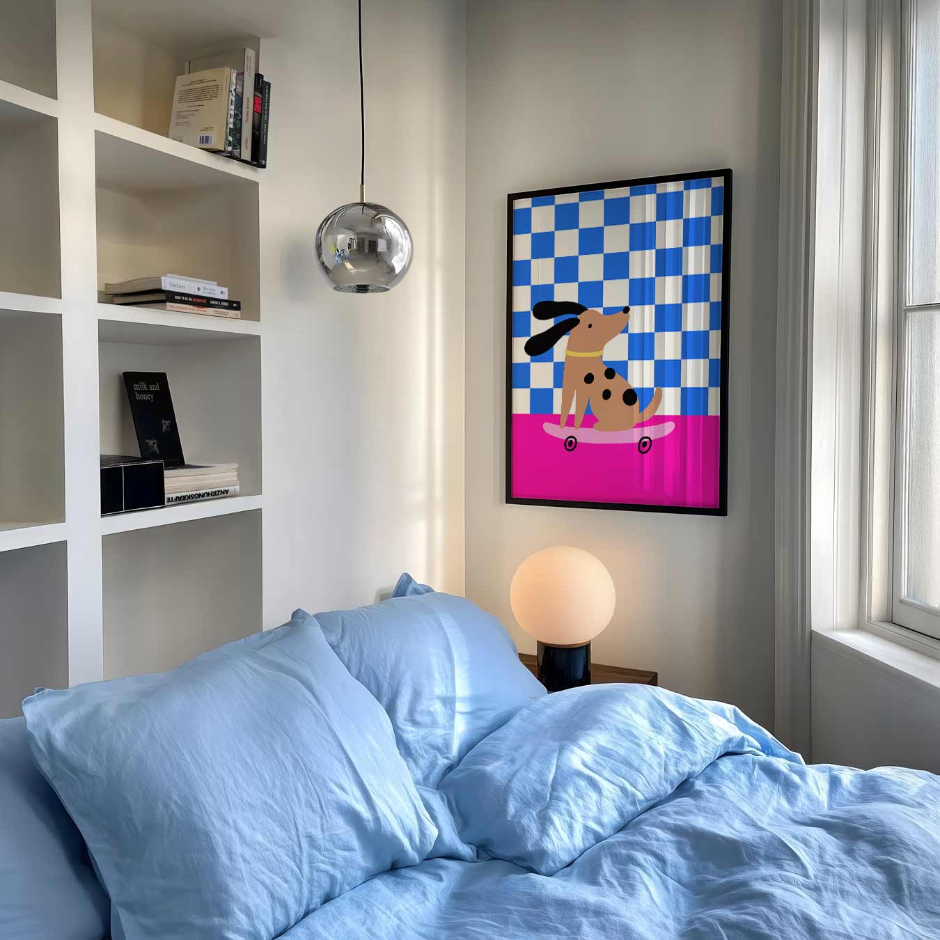 Vrolijke Hond op Skateboard Poster-WallArtistic