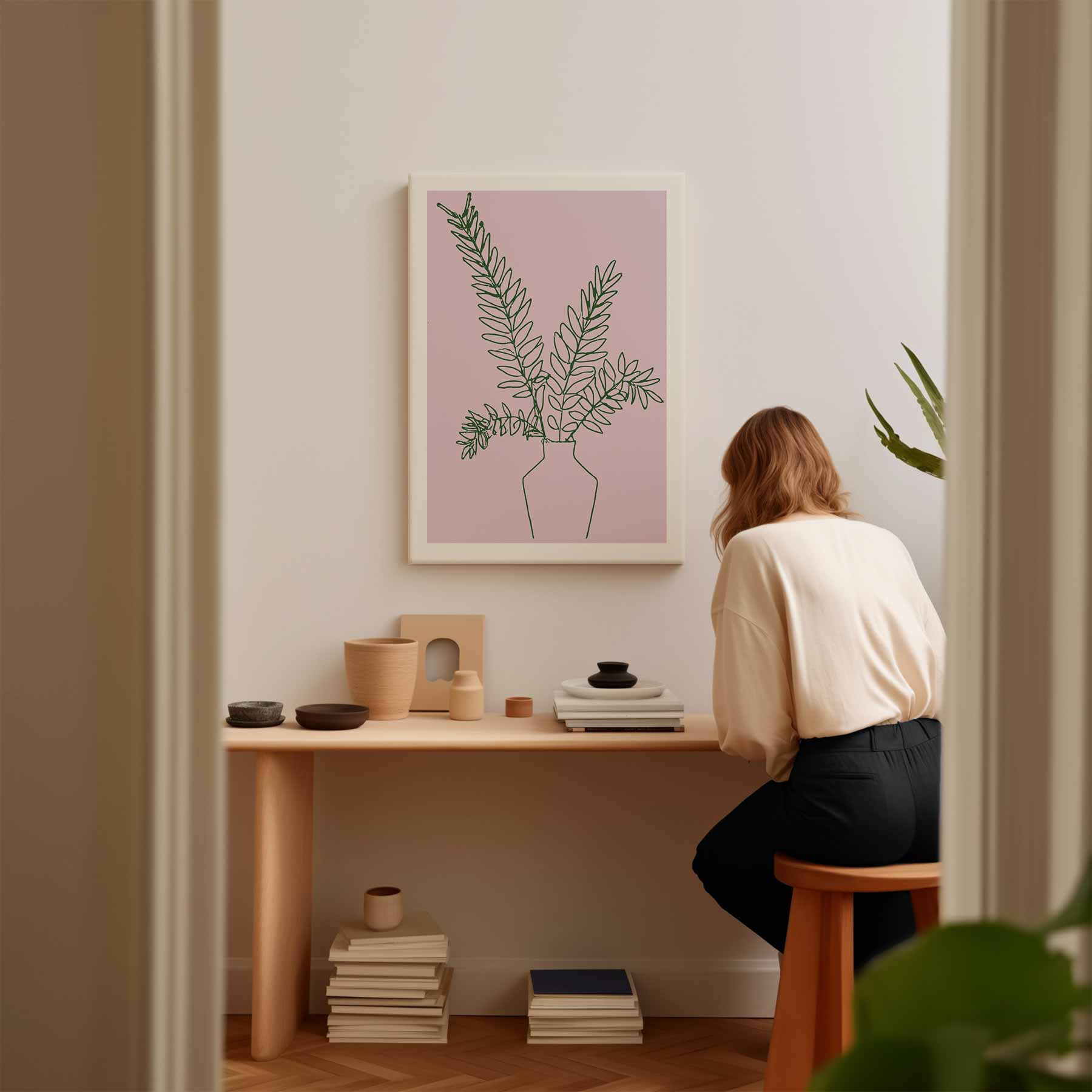 Eenvoudige Botanische Lijntekening Kunstwerk-canvas-dibond-plexiglas-wanddecoratie-WallArtistic