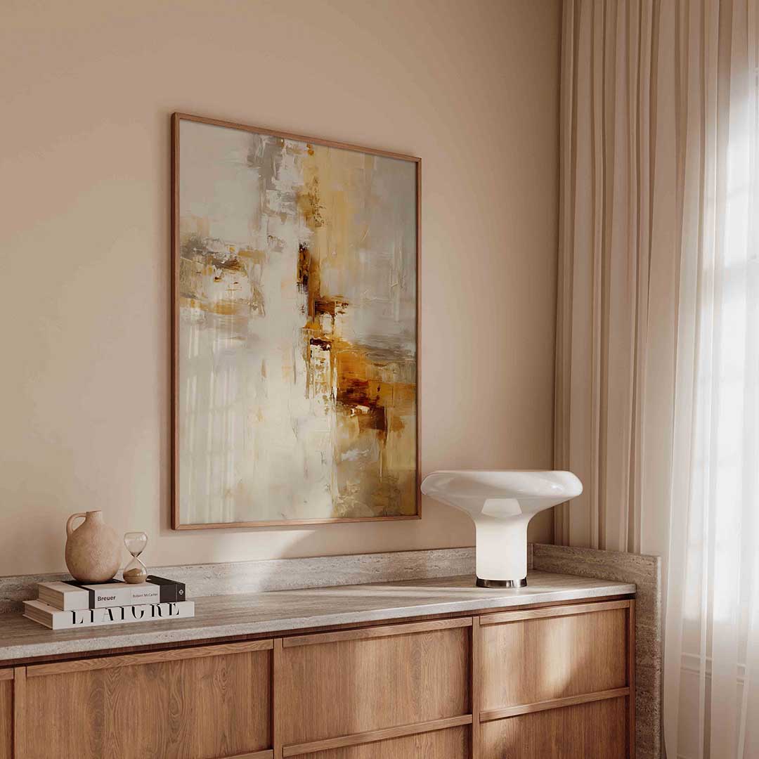 Abstracte beige en bruine Poster