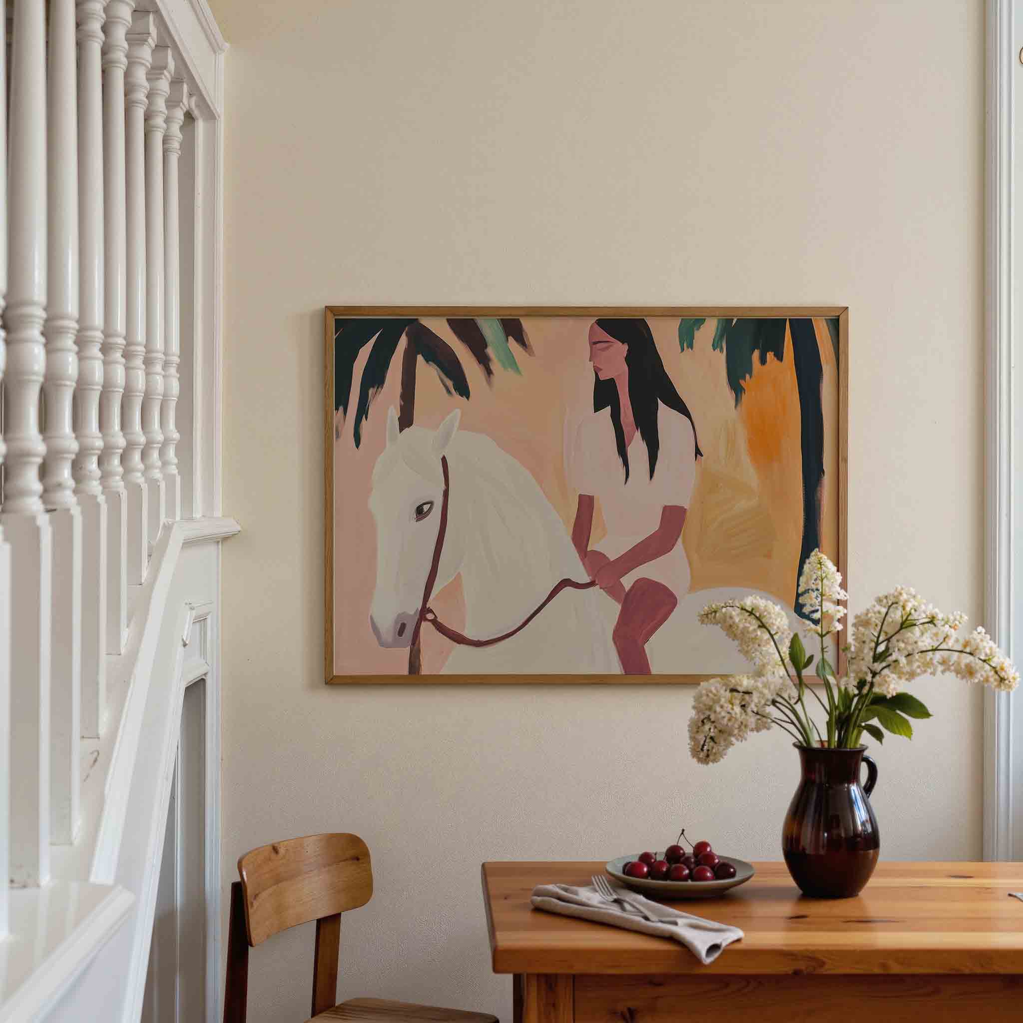 Vrouw op paard Poster