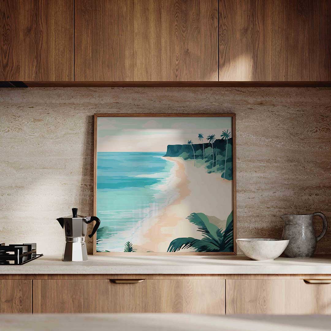 Strand met palmbomen Poster