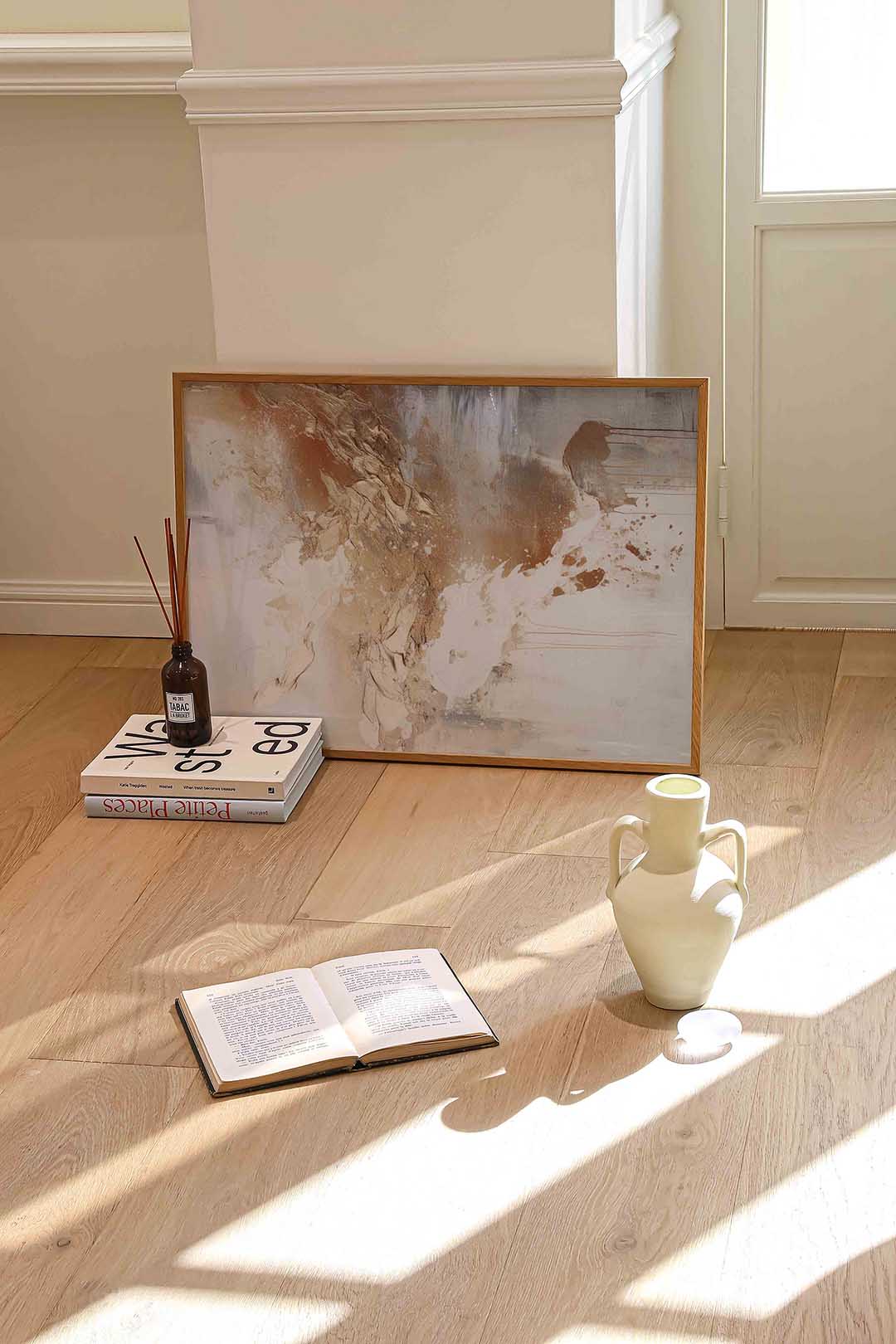 Abstracte beige en witte Poster