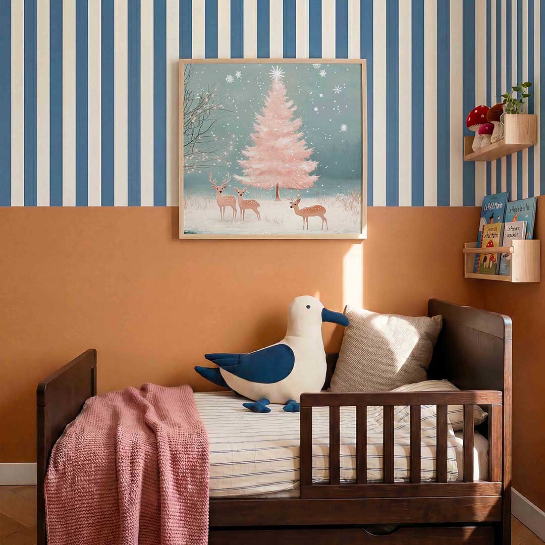 Herten en roze boom Poster