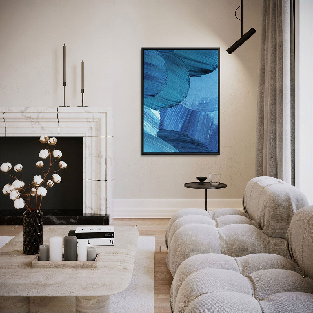 Dynamische blauwe vormen Kunstwerk
