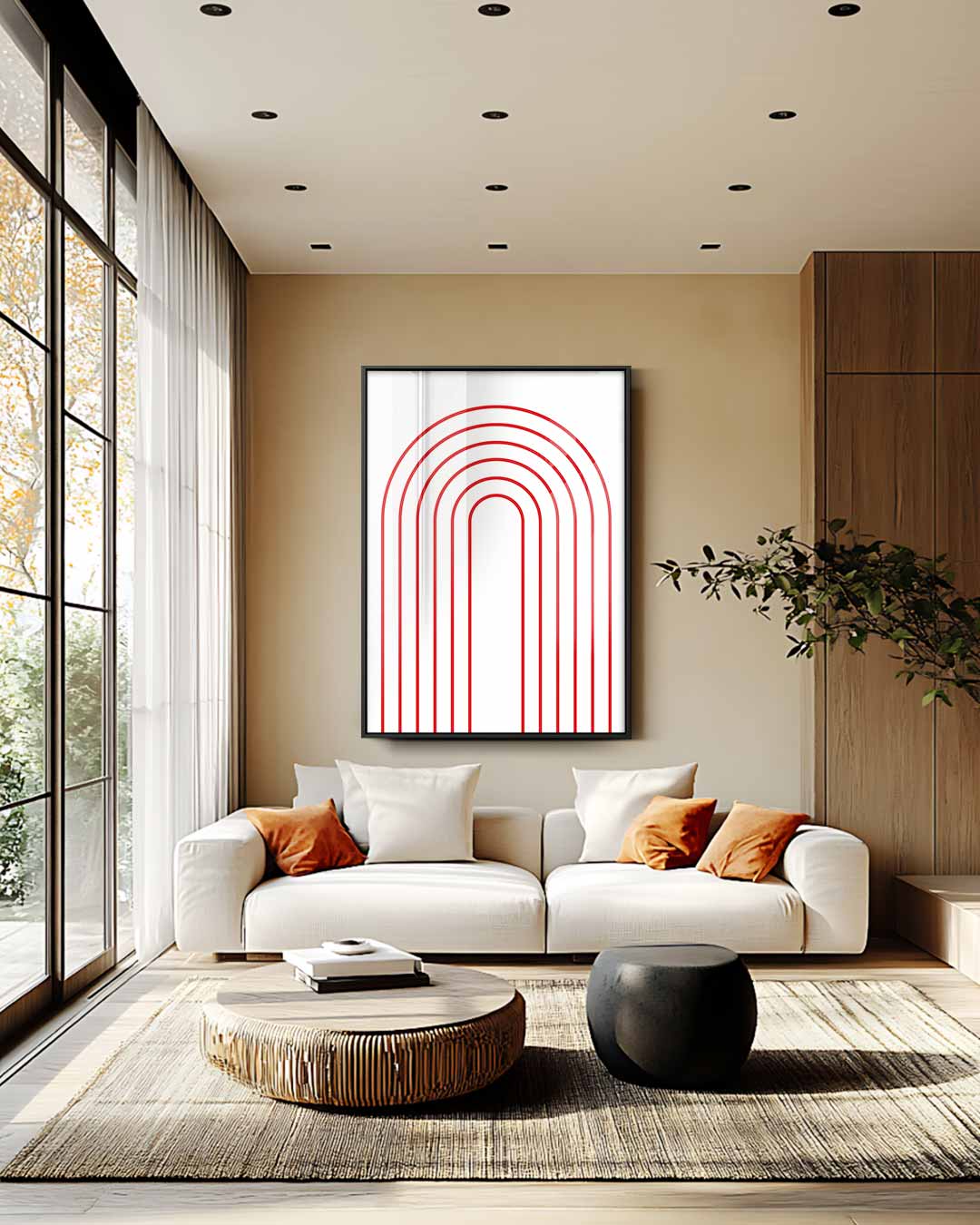 Moderne Rode Boog Kunstwerk-canvas-dibond-plexiglas-wanddecoratie-WallArtistic
