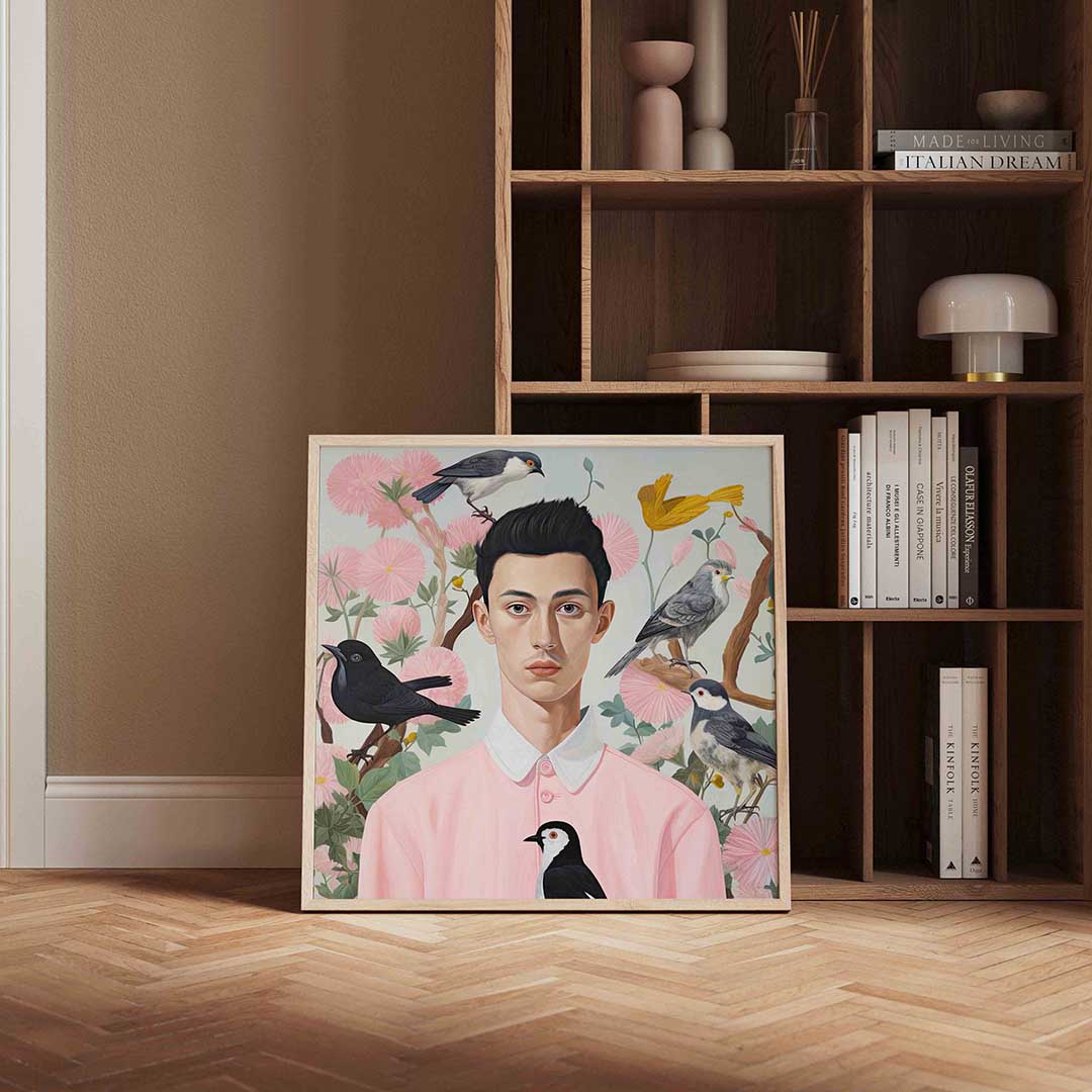 Man met vogels Poster