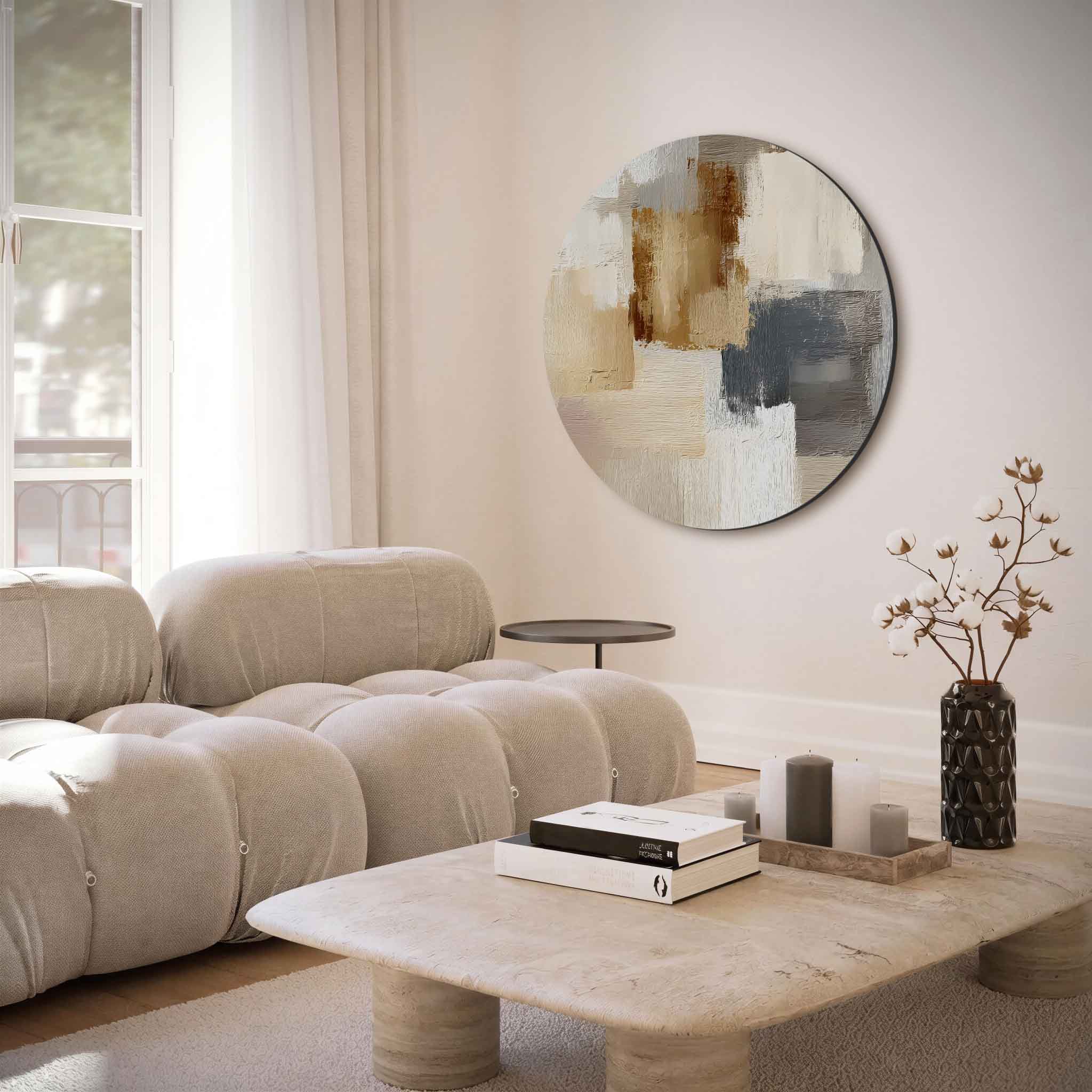 Abstracte beige en bruine Muurcirkel