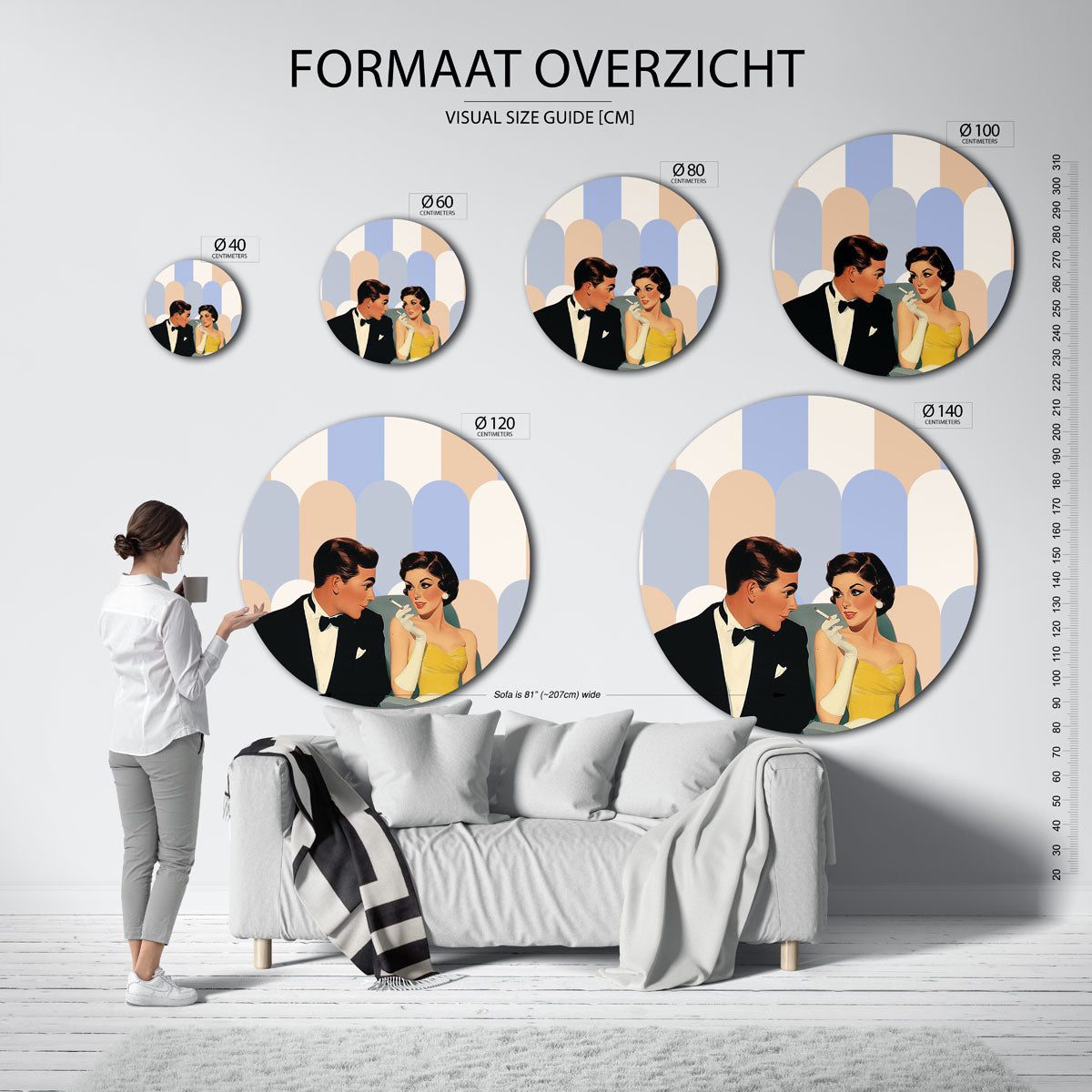 Retro koppel Muurcirkel