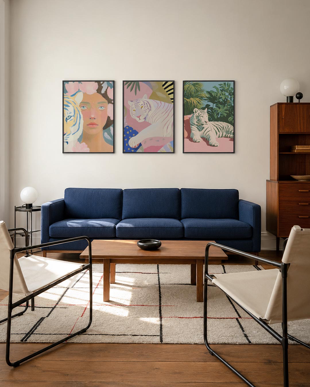 Tijger en bloemen Posterset