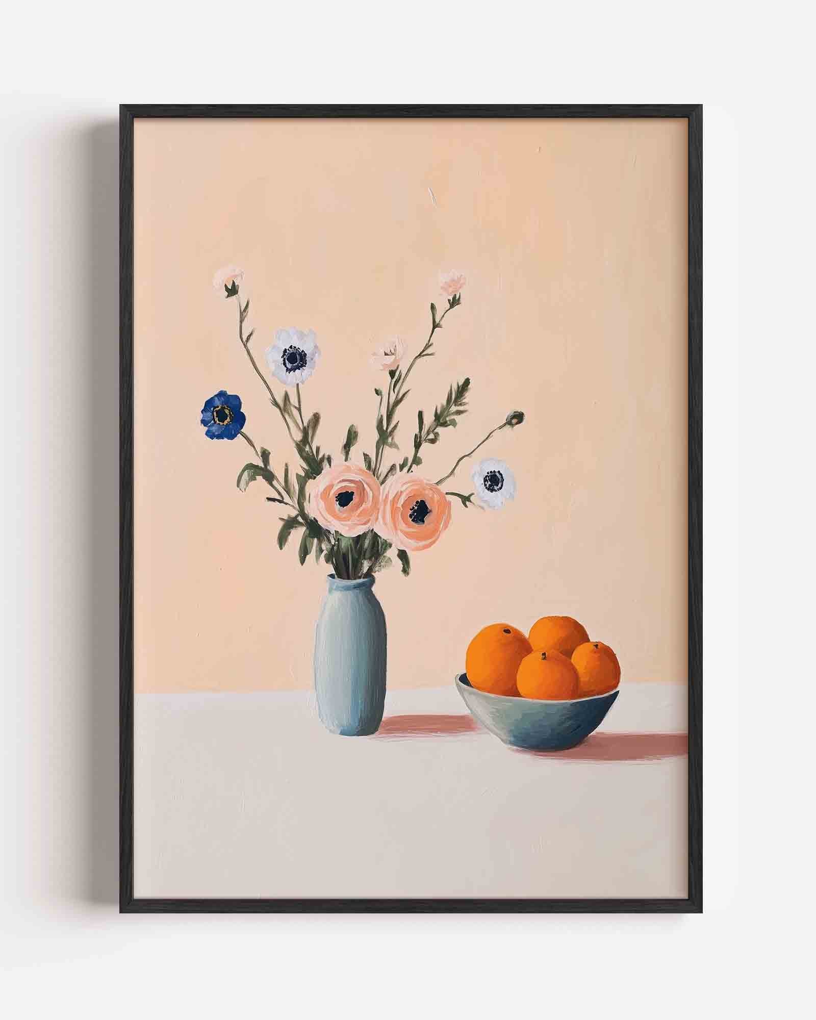 Bloemen en sinaasappels Poster
