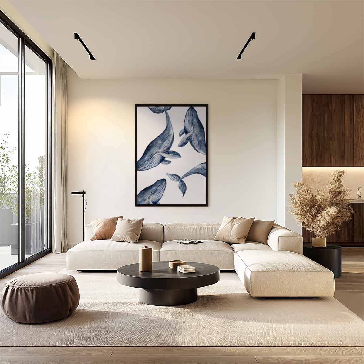 Dromerige Walvissen in Waterverf Kunstwerk-canvas-dibond-plexiglas-wanddecoratie-WallArtistic