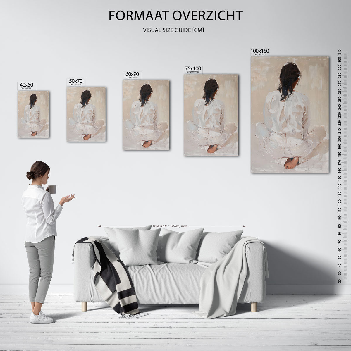 Zittende vrouw rugaanzicht Kunstwerk