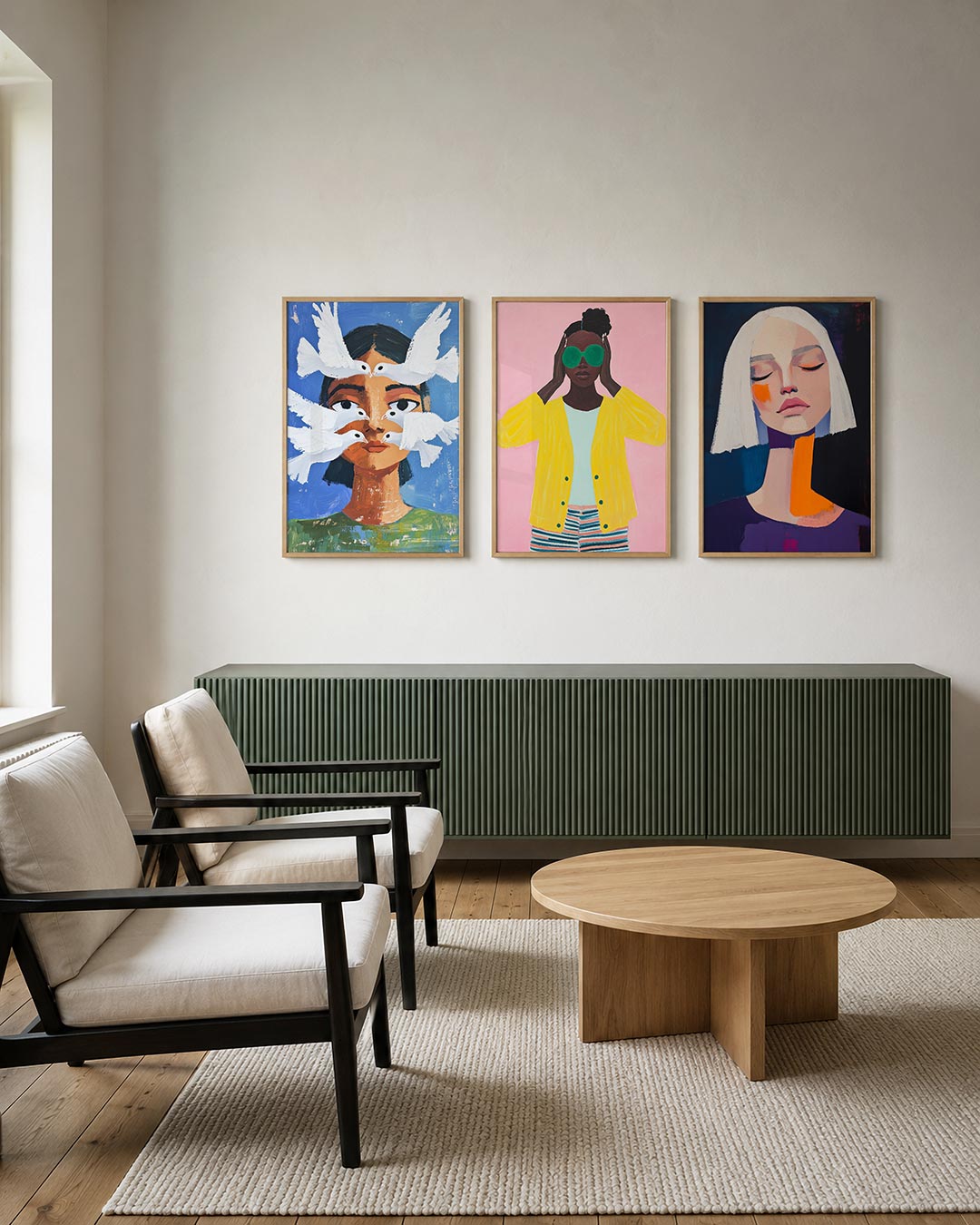 Vogels en gezicht Posterset