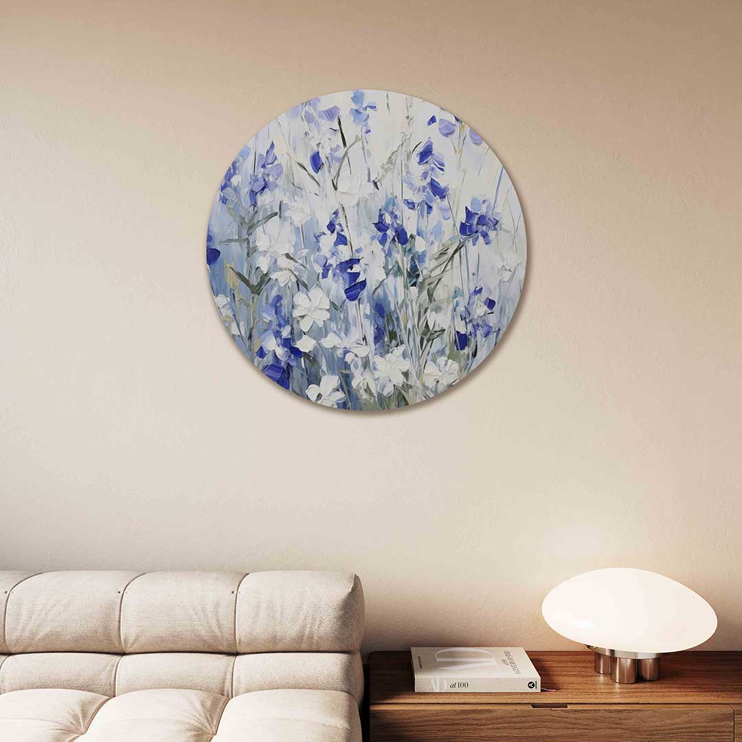 Blauwe bloemen Muurcirkel