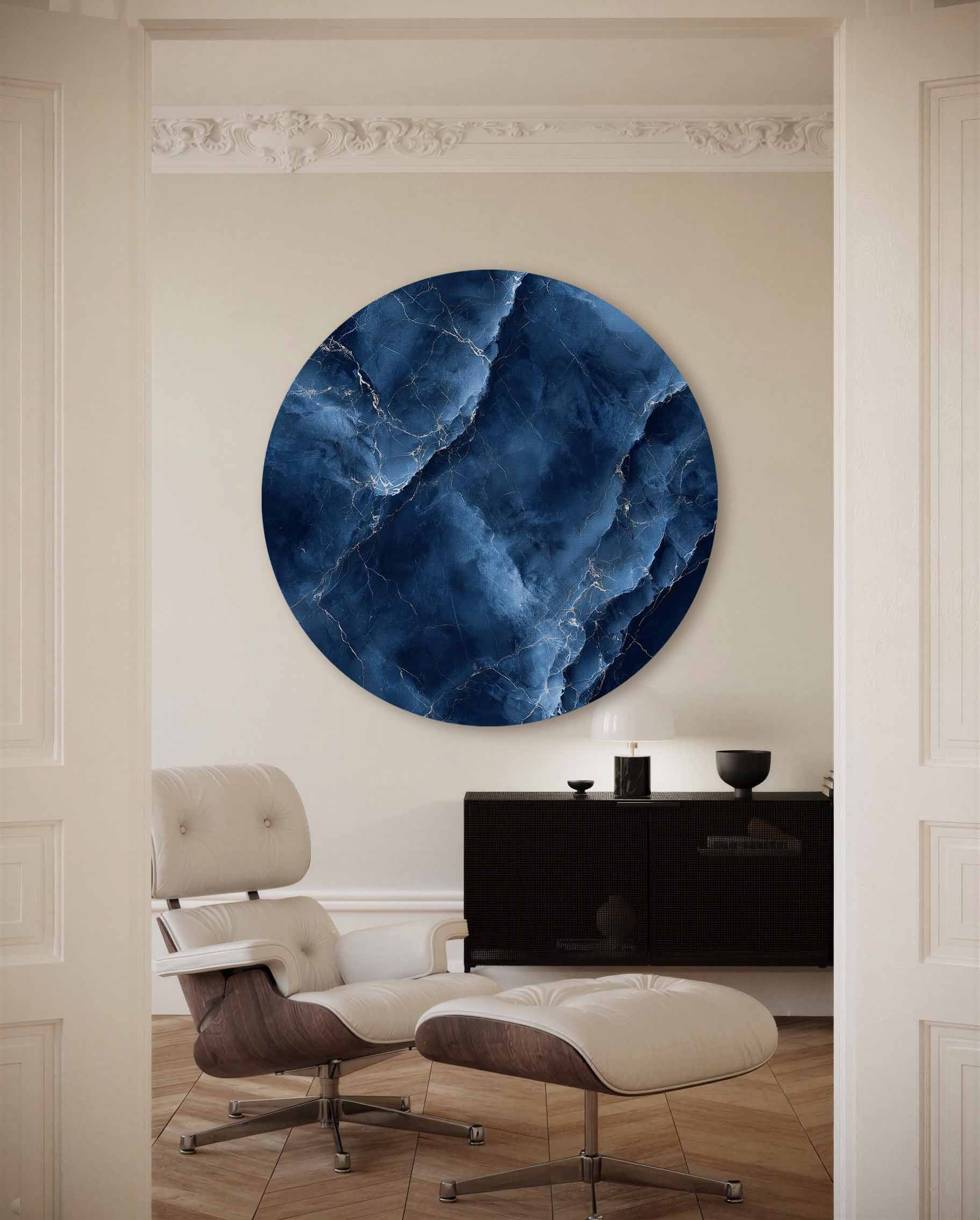 Blauwe marmerstructuur Muurcirkel