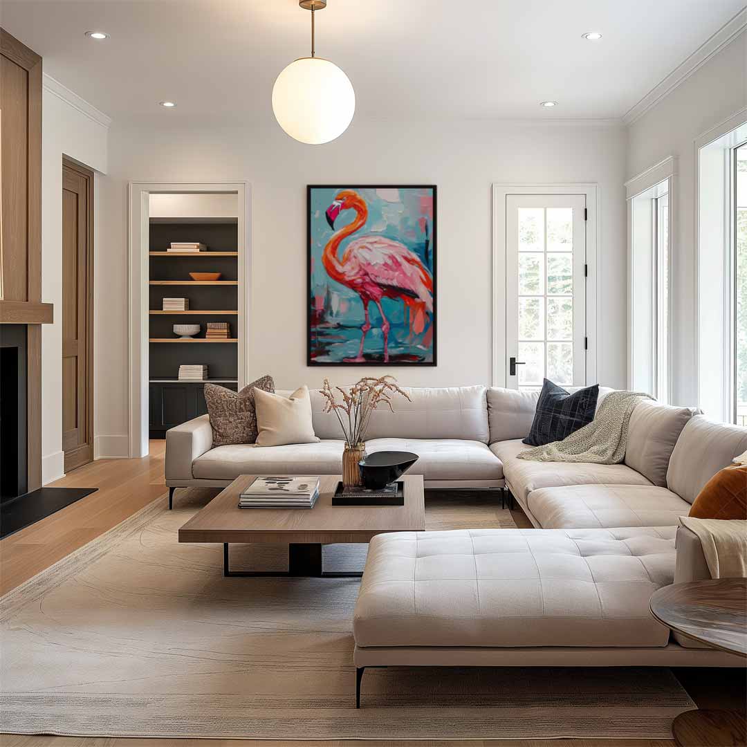 Farbenfrohes Flamingo-Kunstwerk