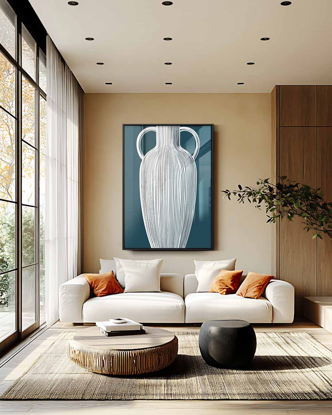 Strak Lijnenspel Vaas Kunstwerk-canvas-dibond-plexiglas-wanddecoratie-WallArtistic