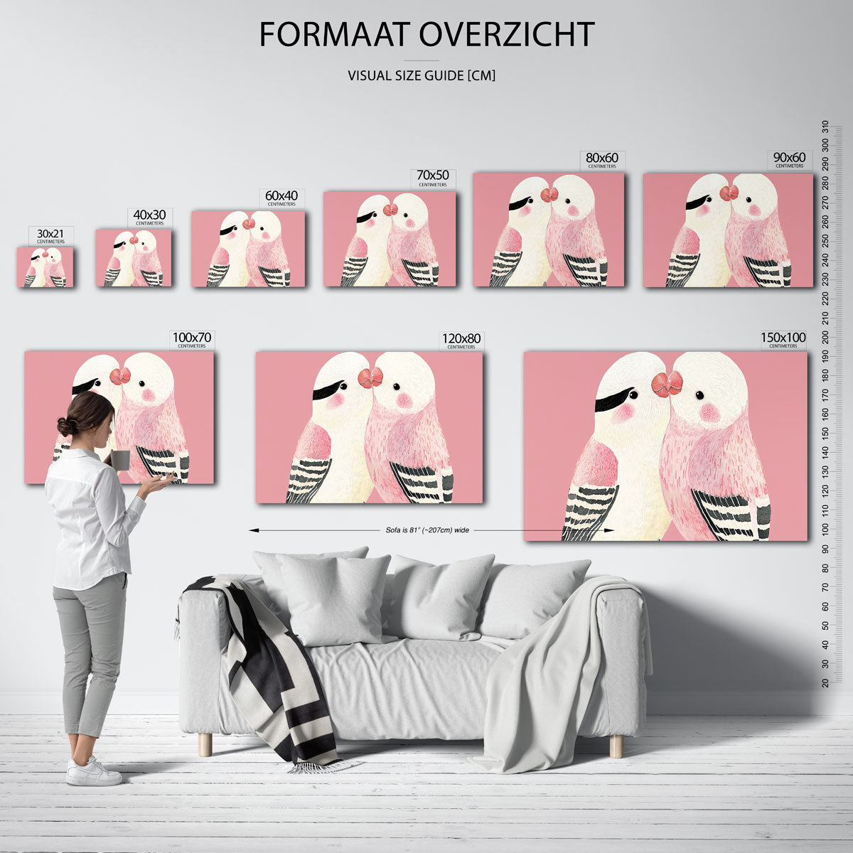 Twee vogels op roze Poster