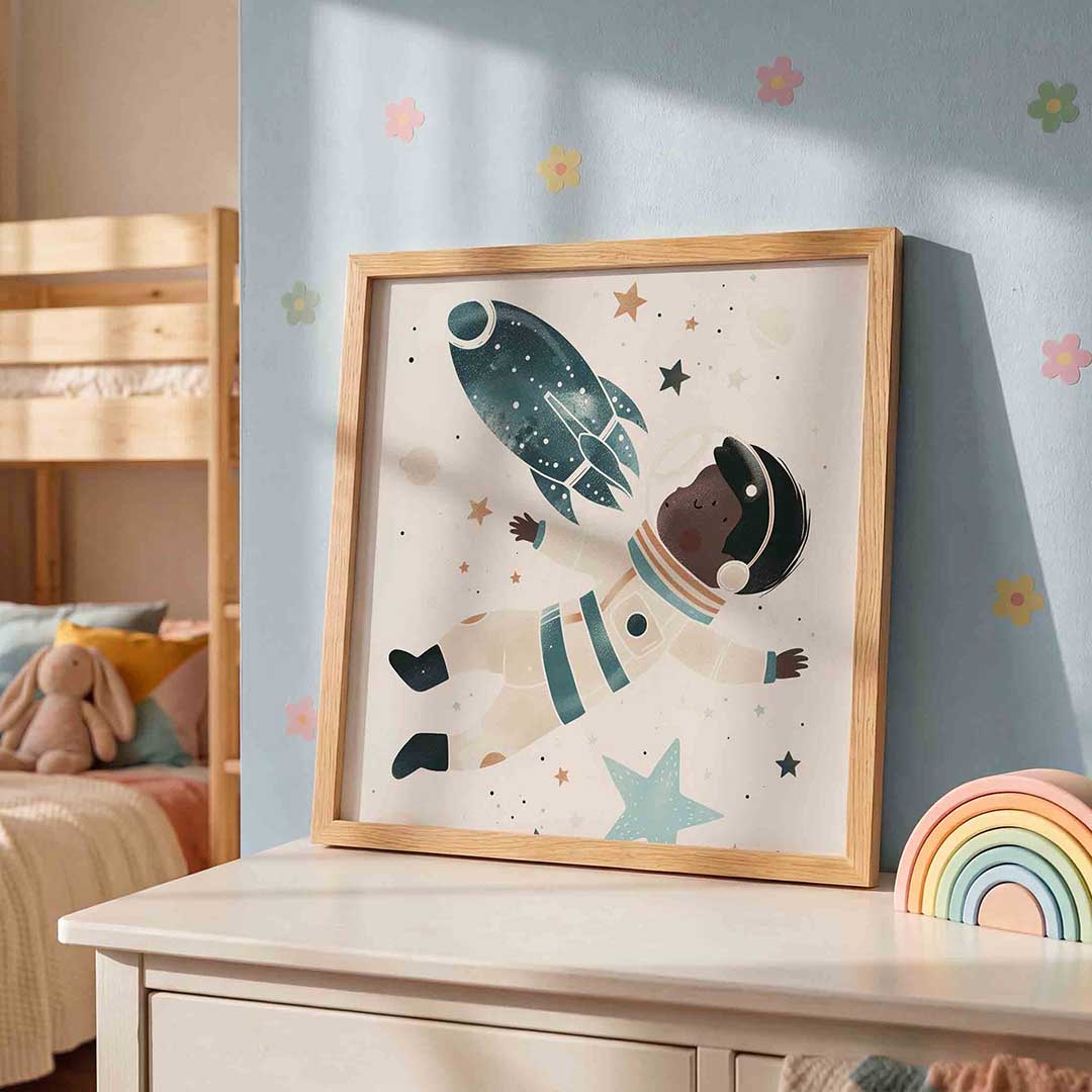 Astronaut en raket Poster