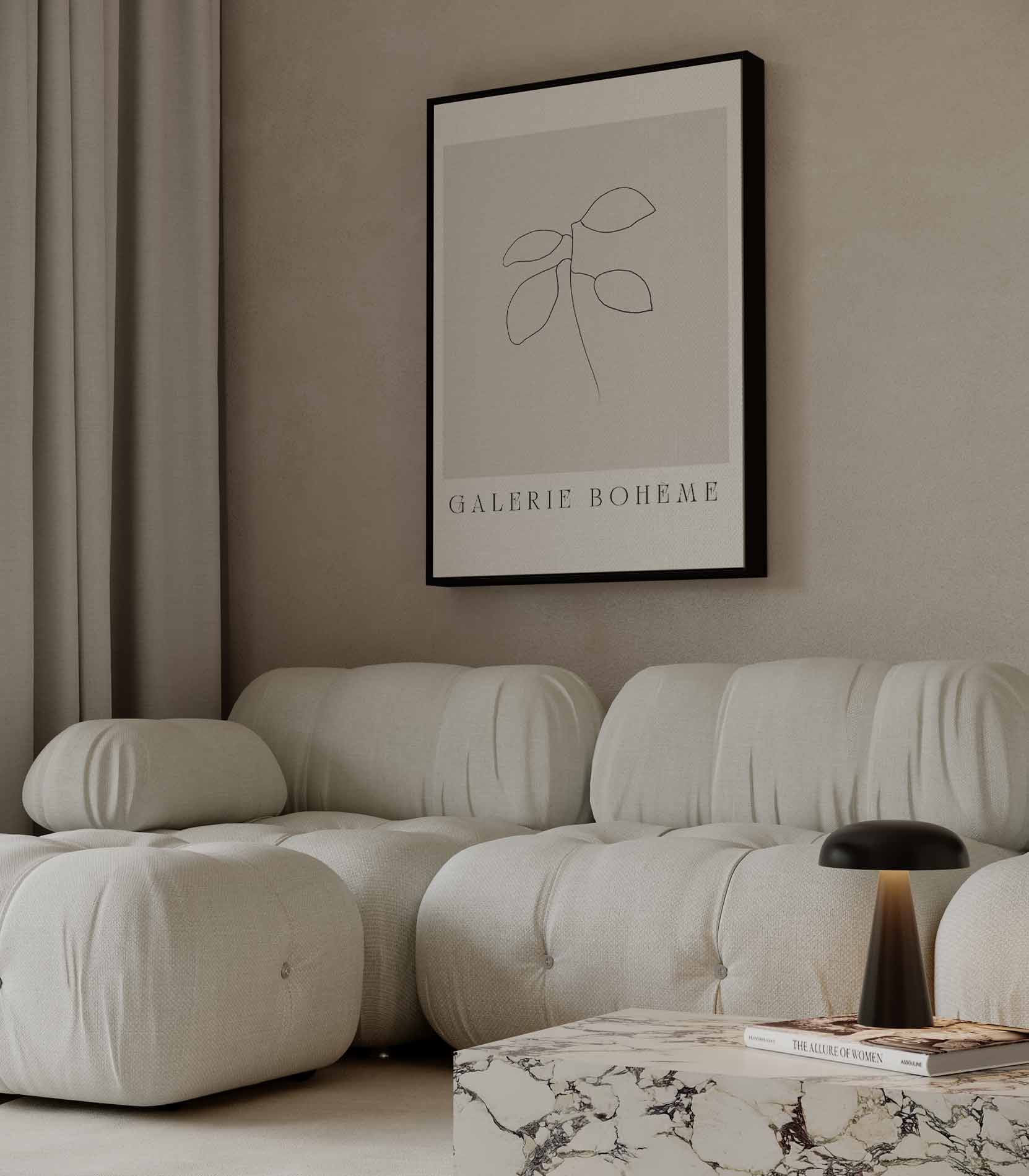 Minimalistische Botanische Schets Kunstwerk-canvas-dibond-plexiglas-wanddecoratie-WallArtistic
