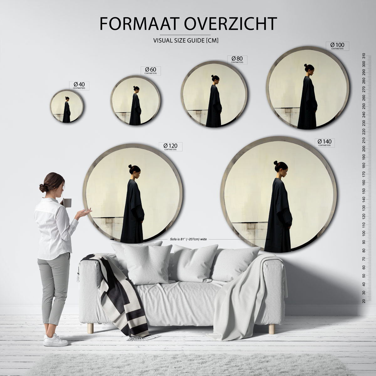 Vrouw in kimono Muurcirkel