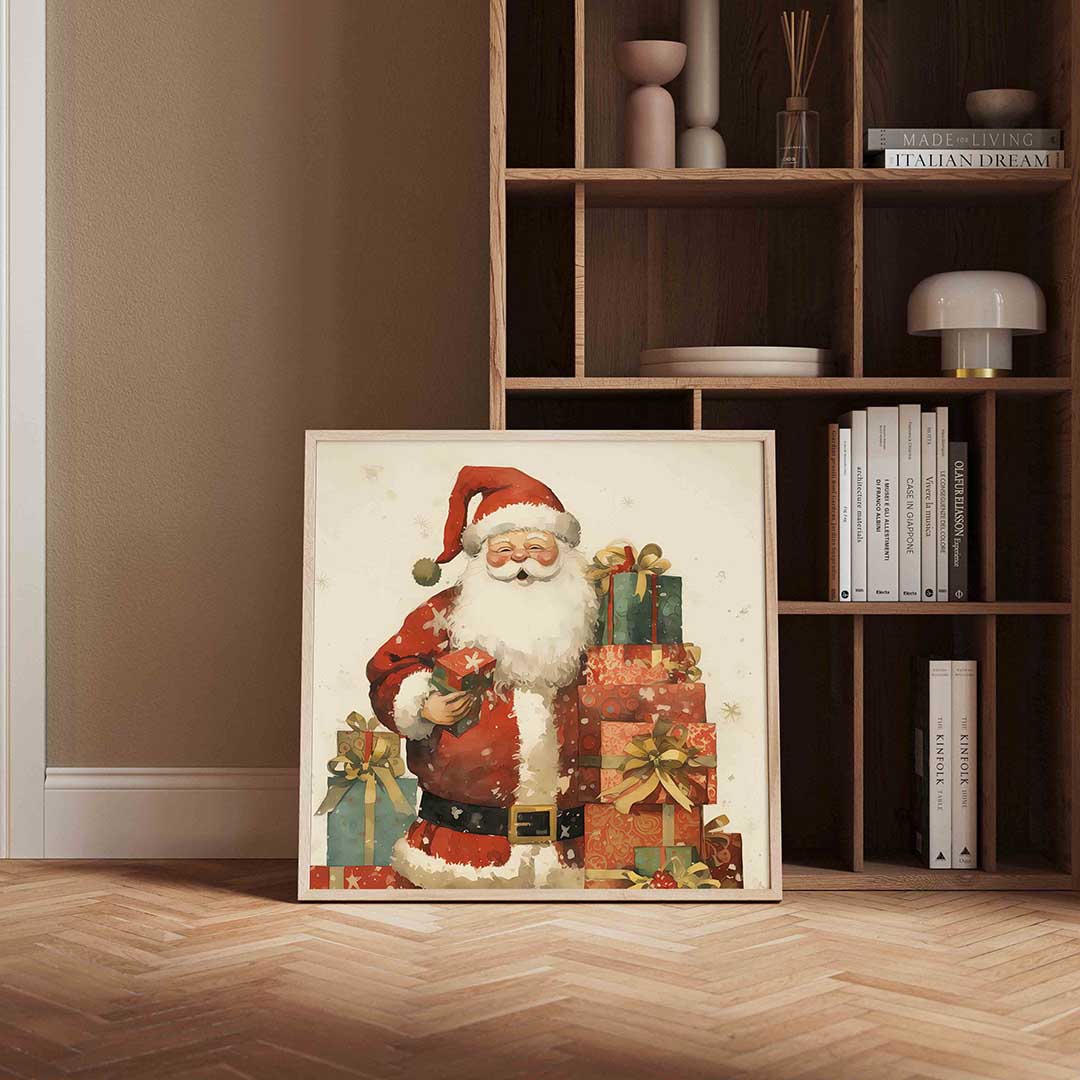 Kerstman met cadeaus Poster