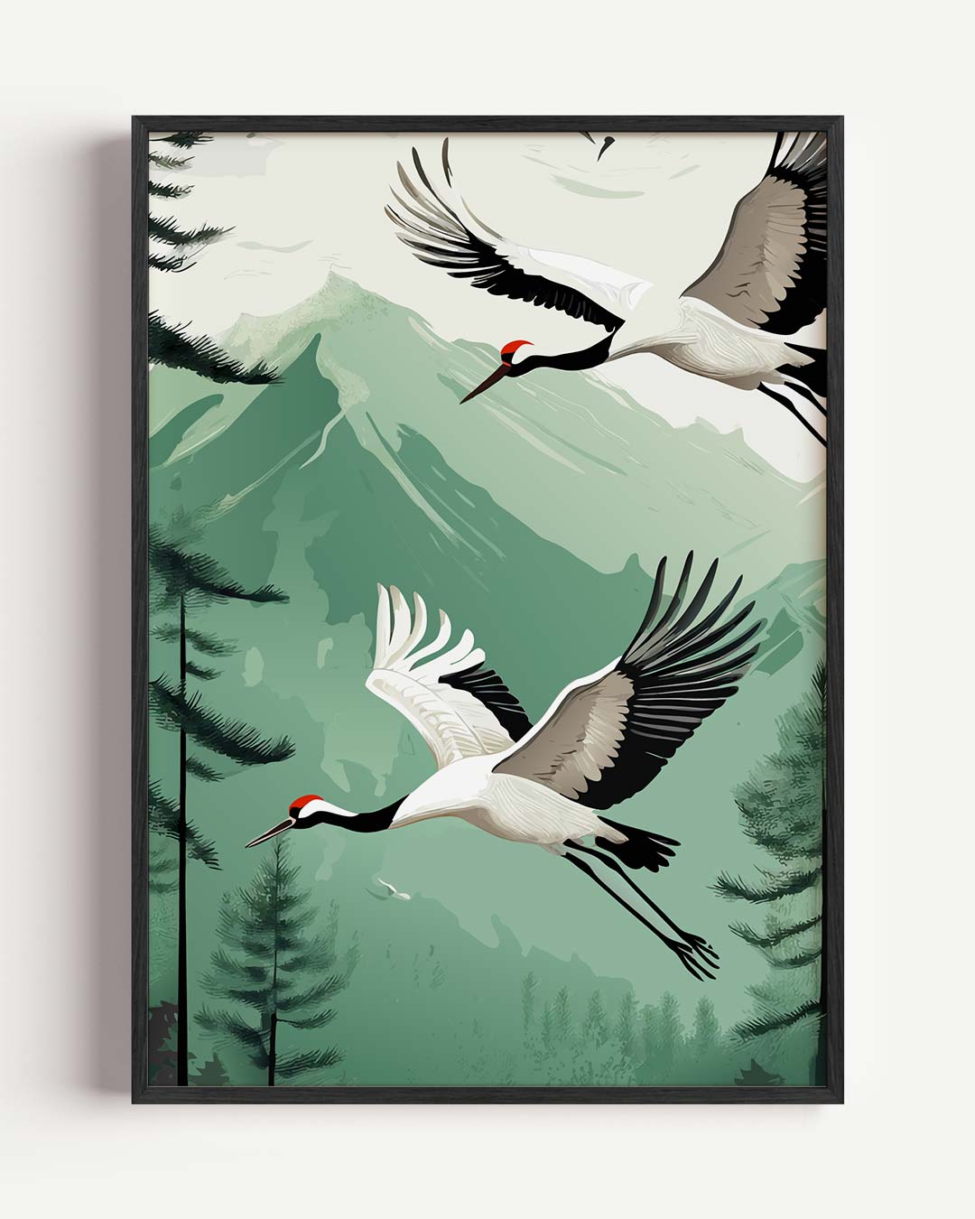 Vliegende Kraanvogels Poster-WallArtistic