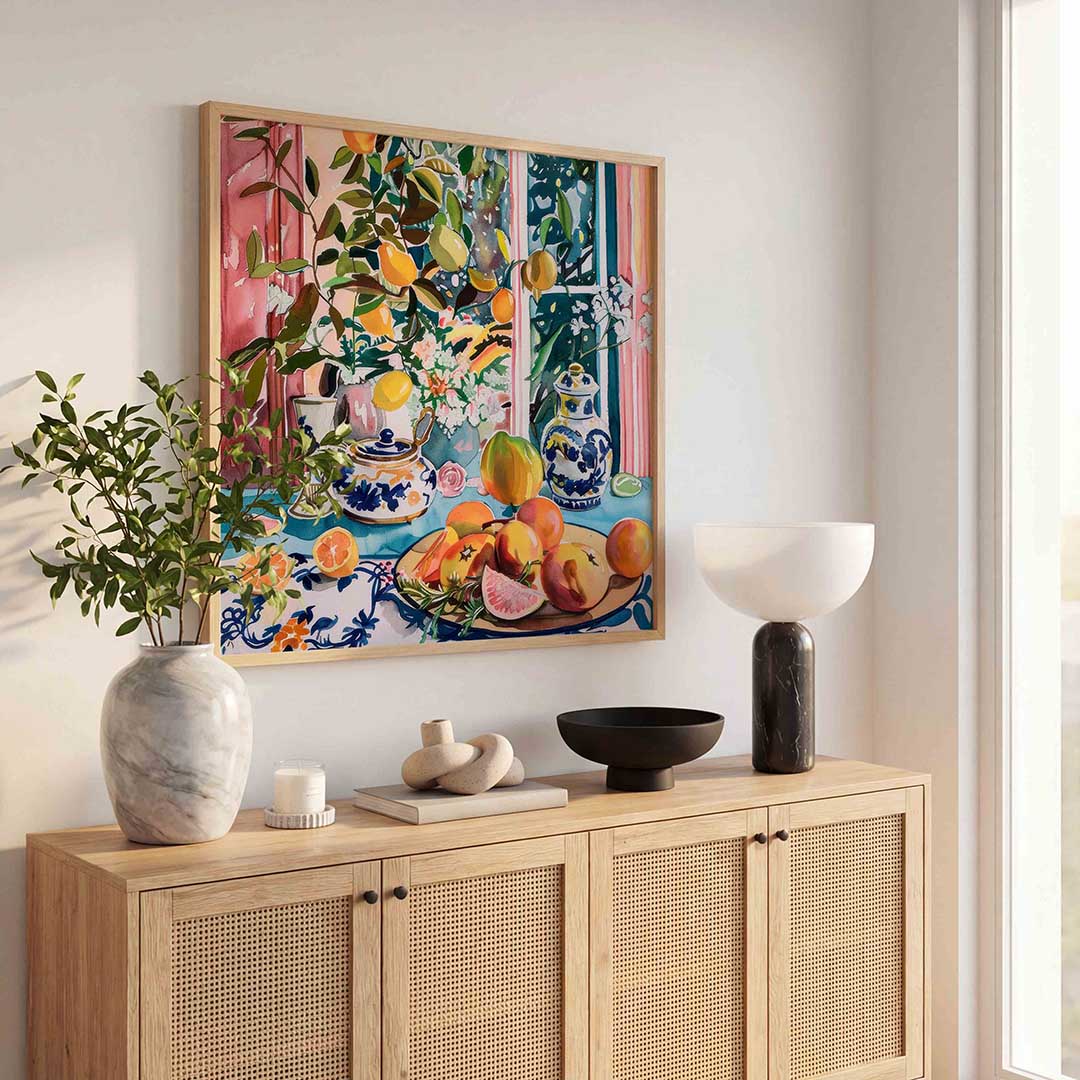 Fruit en servies Poster