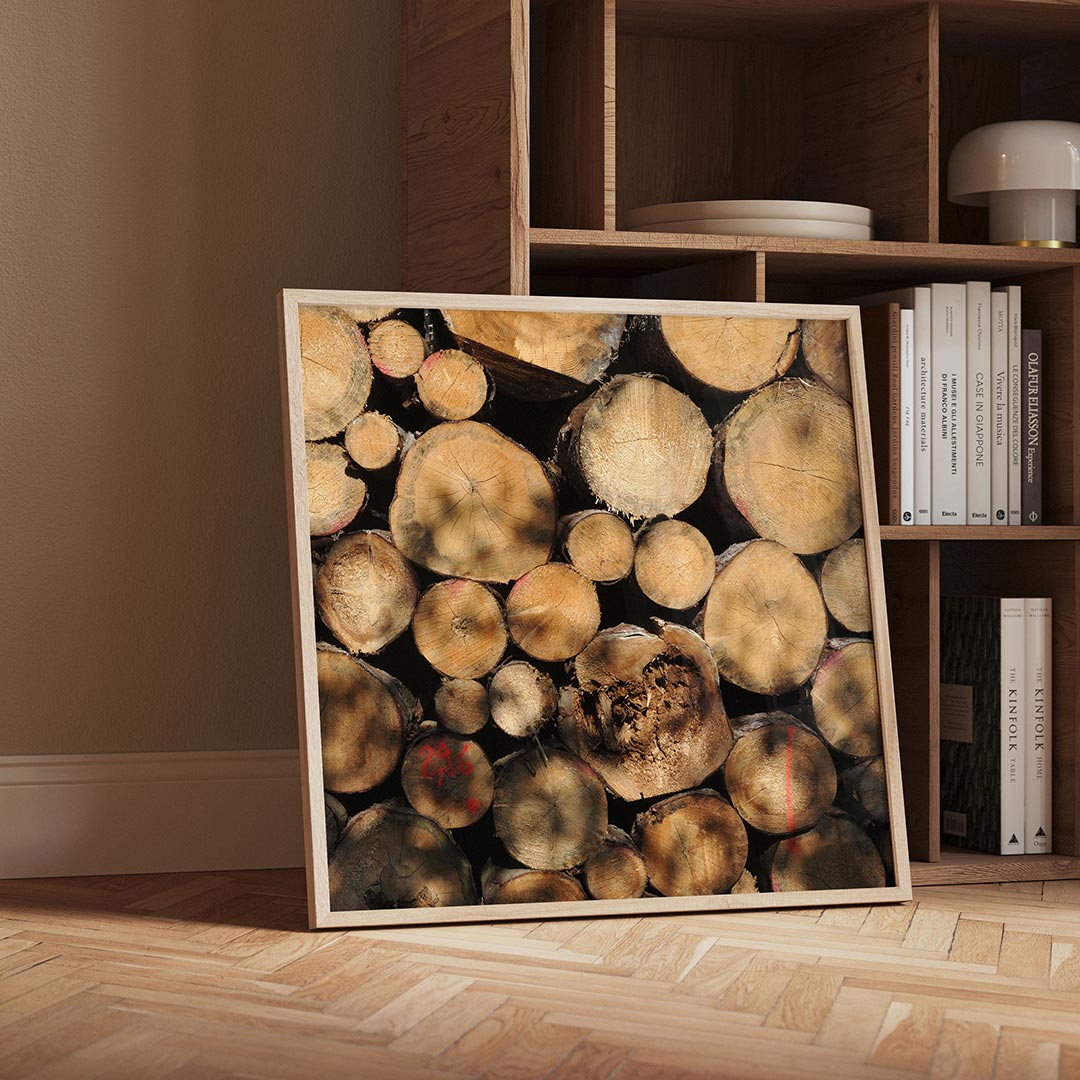 Houtstapel textuur Poster