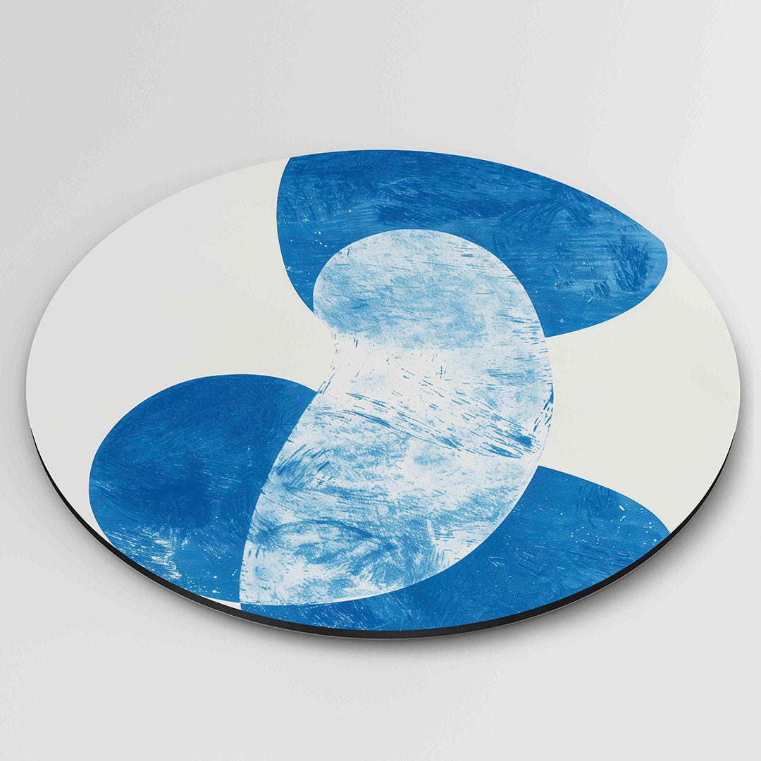 Abstracte blauwe vormen Muurcirkel
