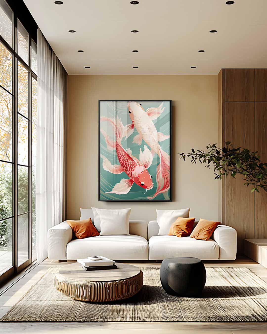 Magische Koi Karper Dans Kunstwerk-canvas-dibond-plexiglas-wanddecoratie-WallArtistic
