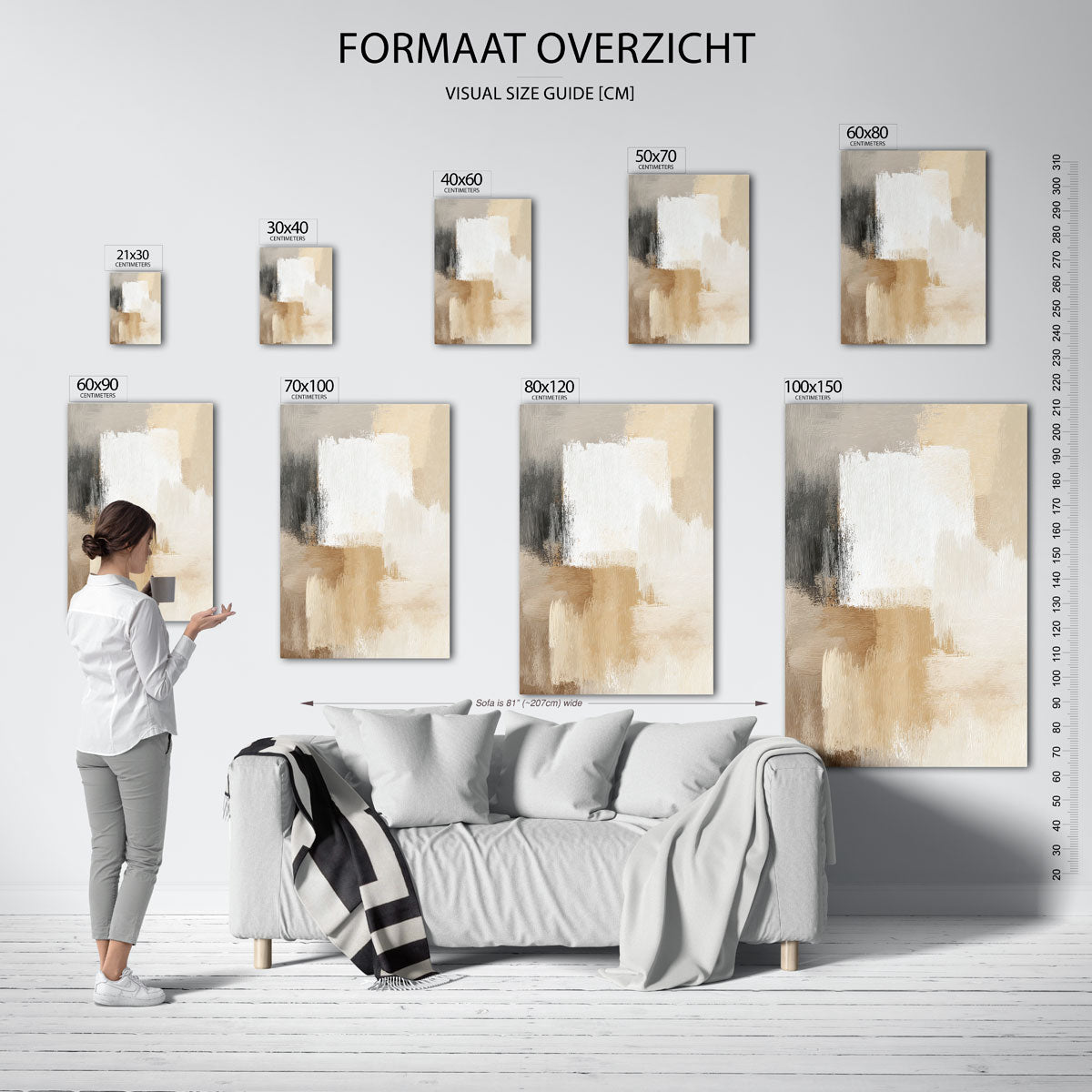 Abstracte beige en grijze Poster