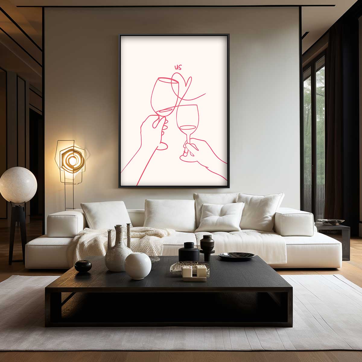 Romantische Toast Illustratie Kunstwerk-canvas-dibond-plexiglas-wanddecoratie-WallArtistic