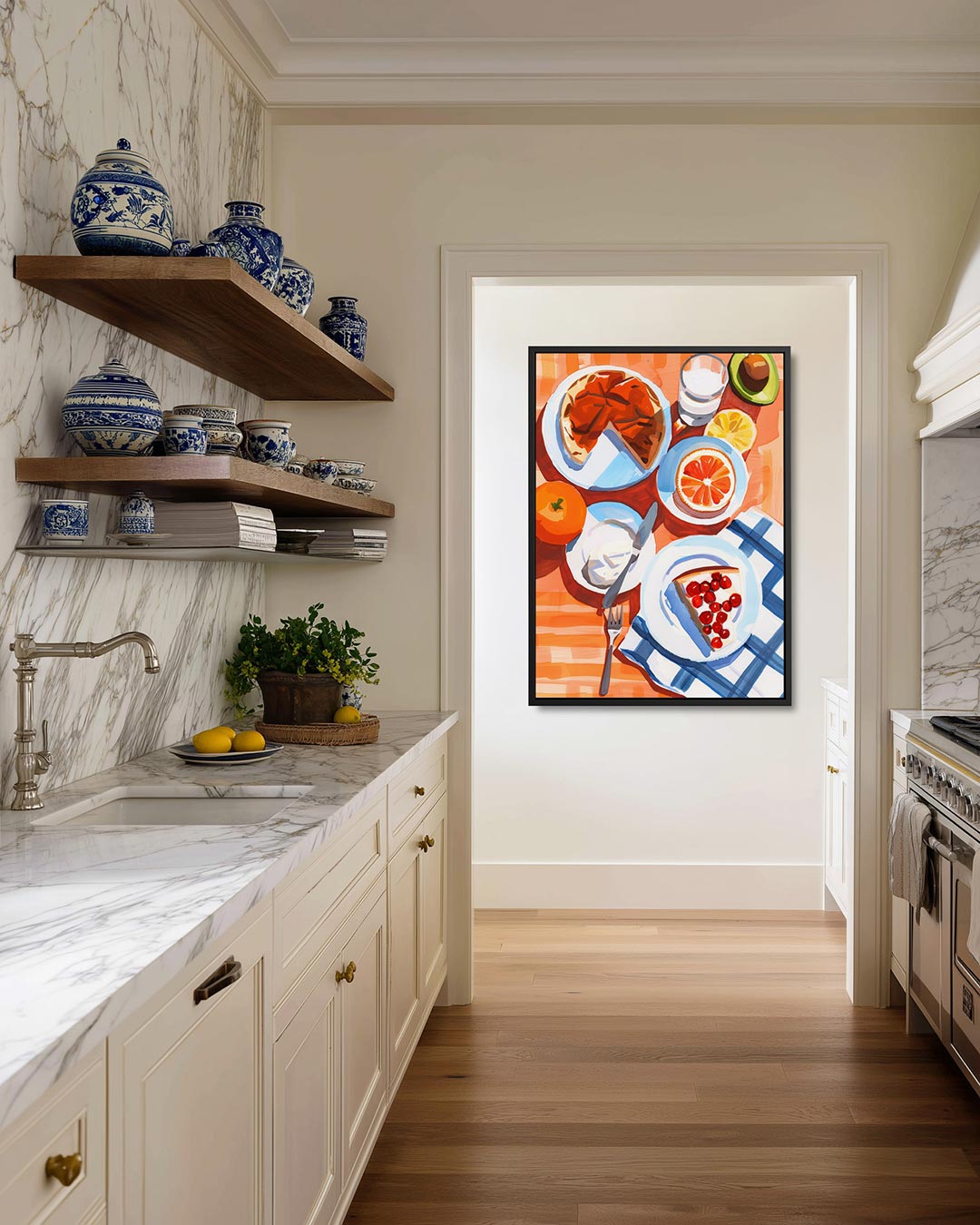 Vrolijk ontbijt tafereel Kunstwerk