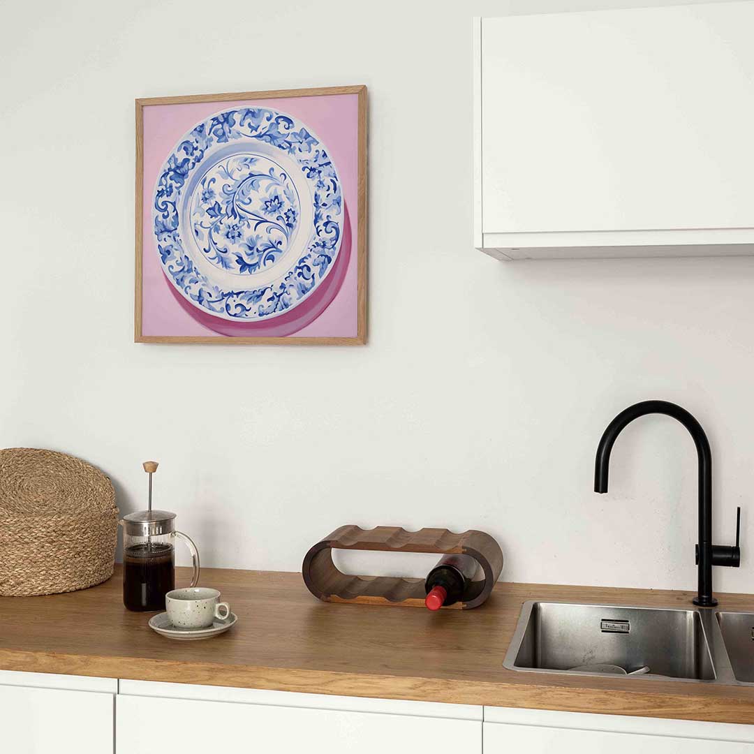 Blauw wit bord Poster